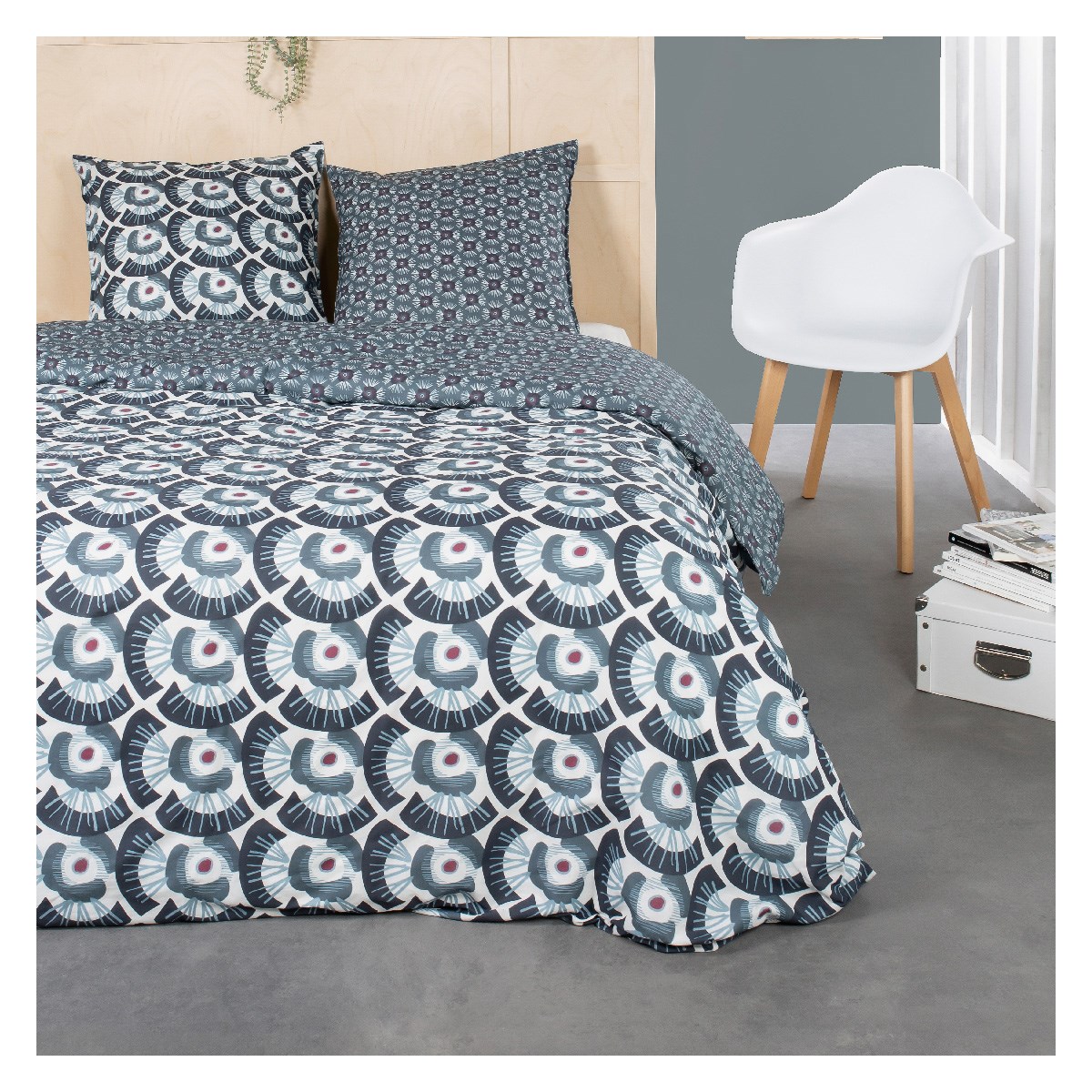 Printed cotton bedding set TODAY LINGE DE MAISON Blue