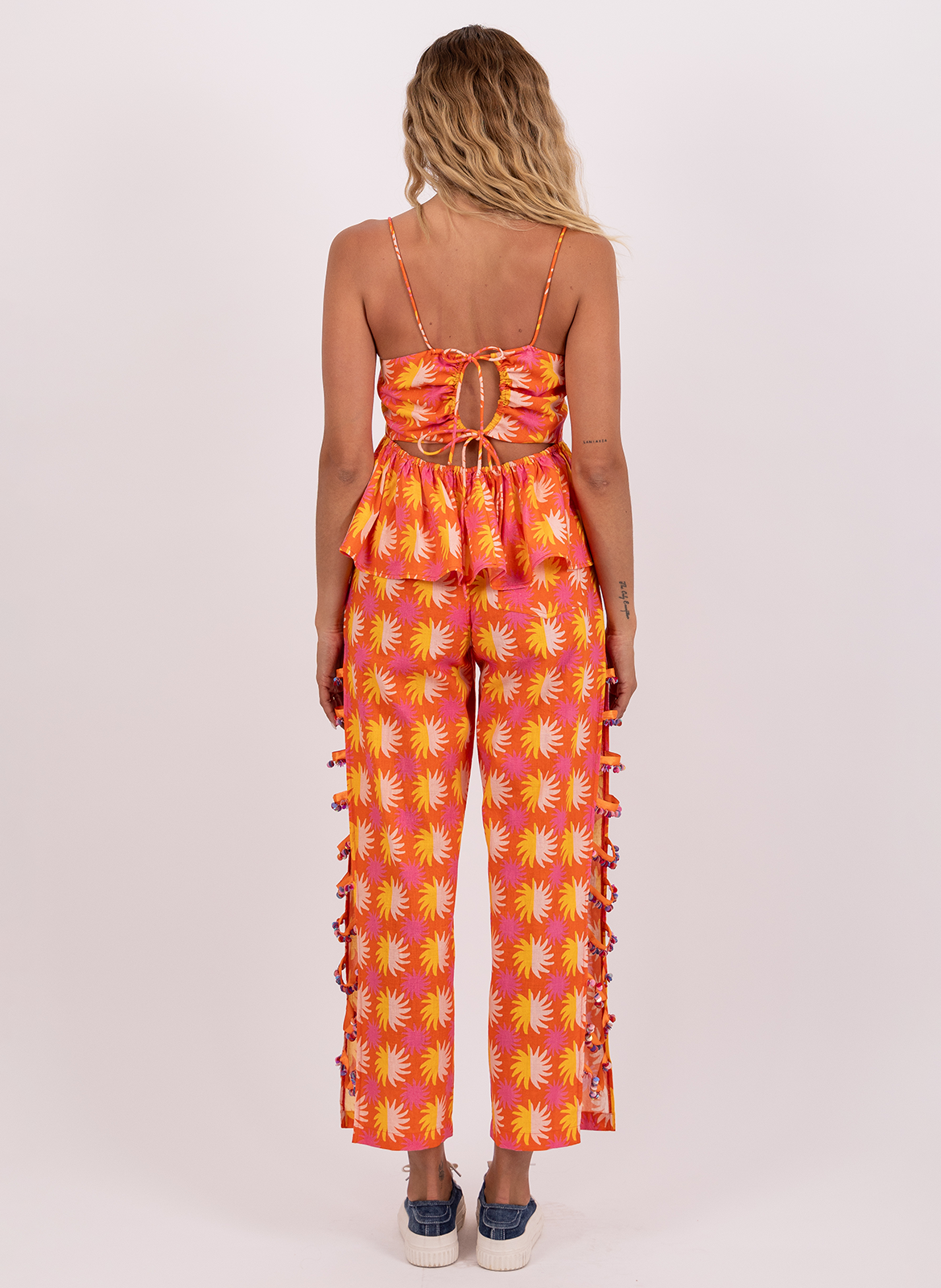 Pantalon droit fendu à motifs SUNDRESS Orange