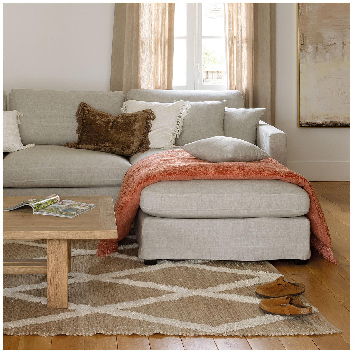 Iridescent velvet futon BLANC D'IVOIRE Orange