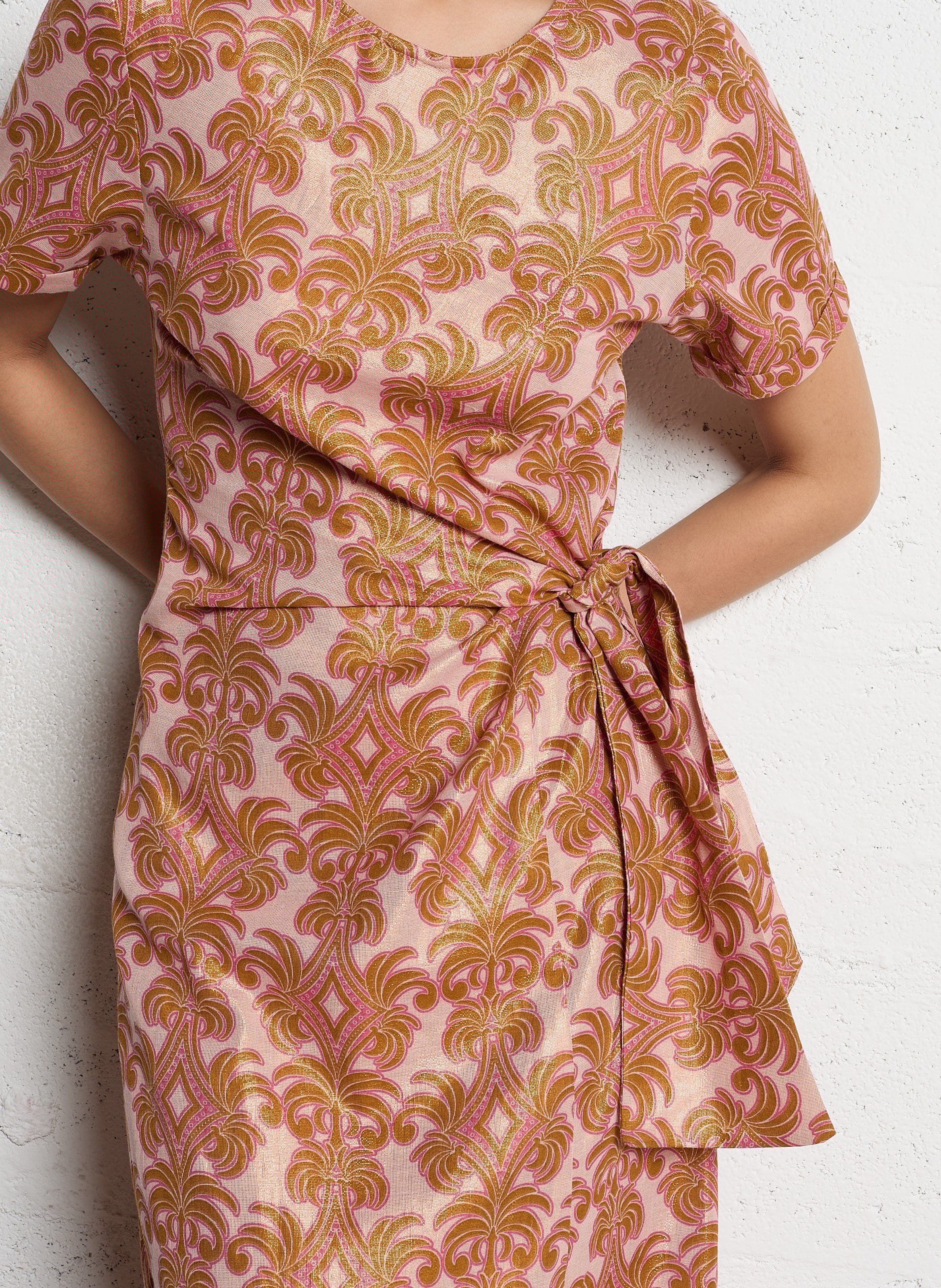 Halflange jurk met ronde hals - katoenblend LA PETITE ETOILE Goudkleurig