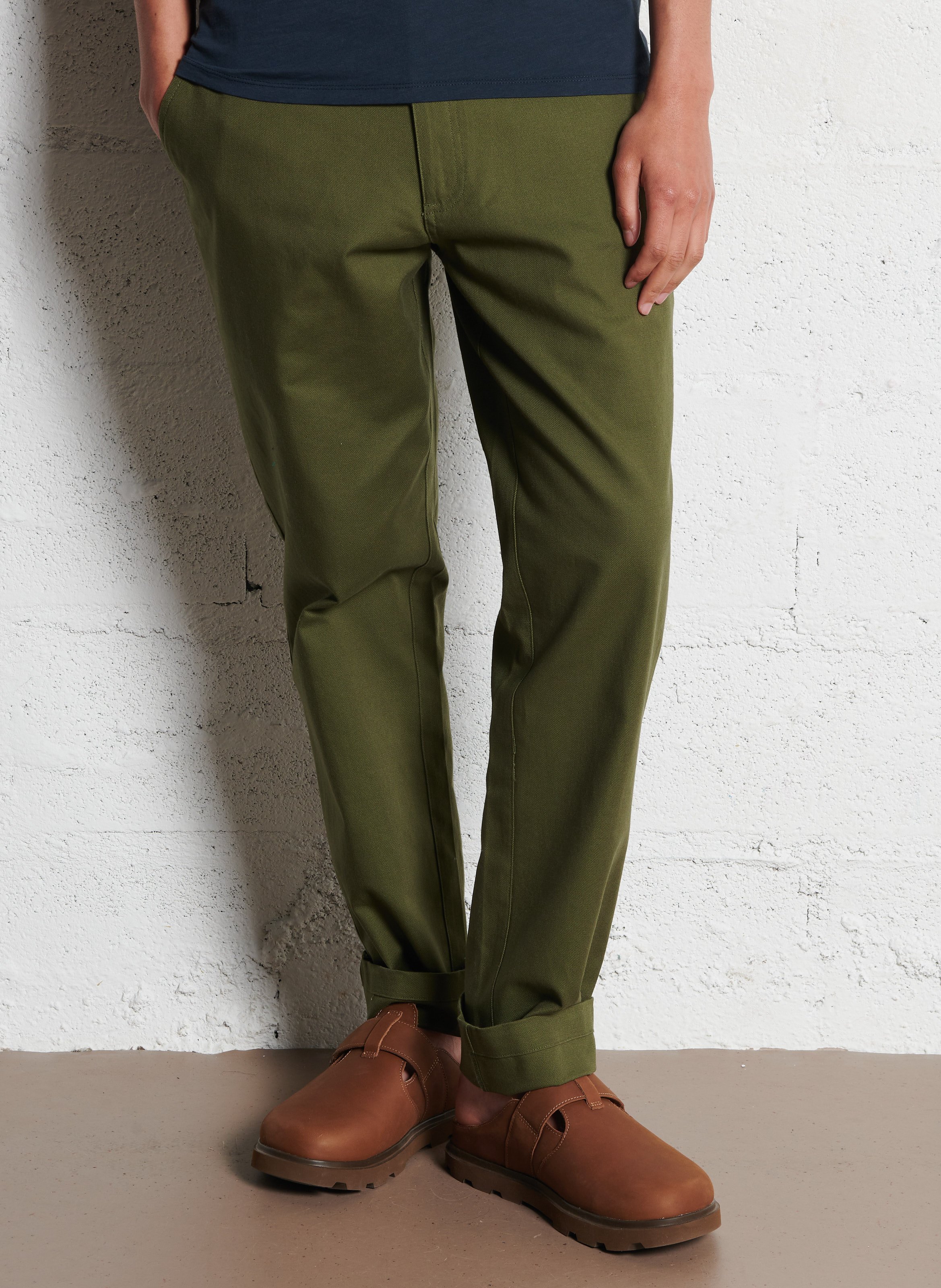 Slim-fit cotton cargo pants FARAH Green