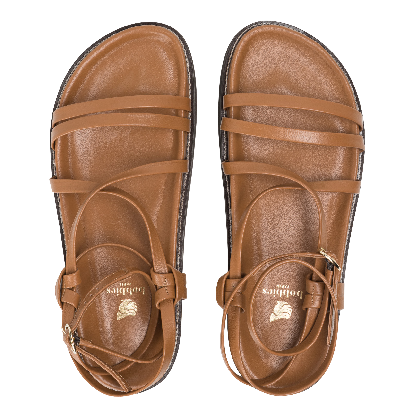 Sandales plates en cuir BOBBIES Marron