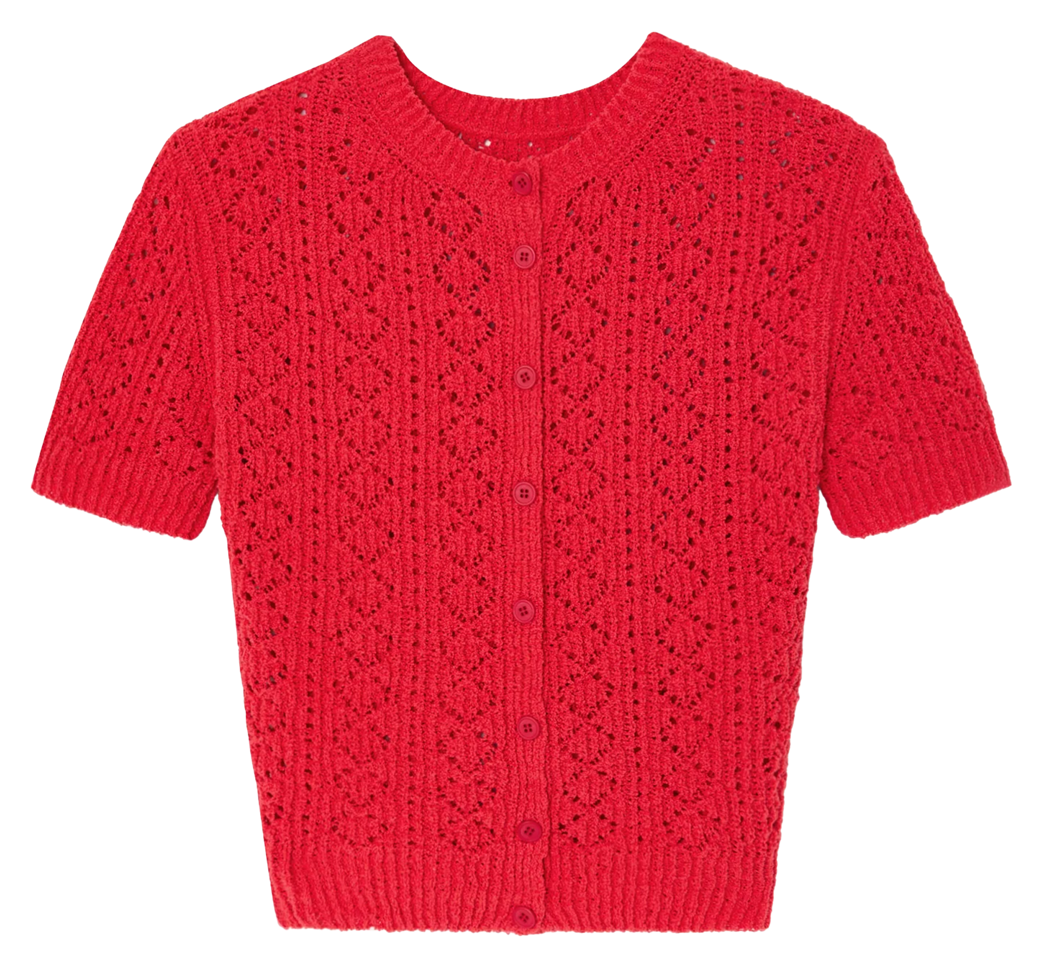 Gebreid ajourvest met knopen NITAH Rood