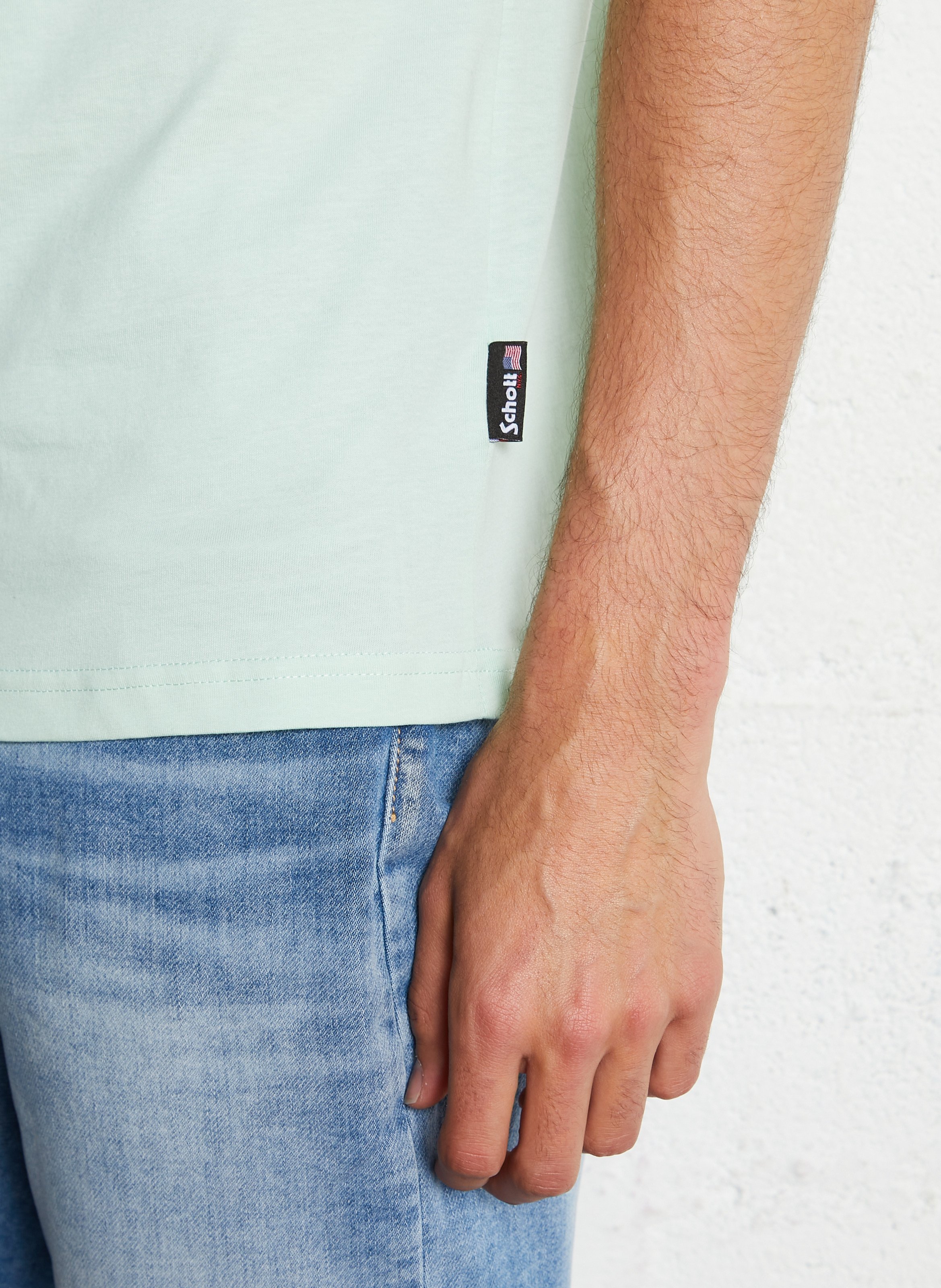 Tee-shirt manches courtes en coton SCHOTT Vert