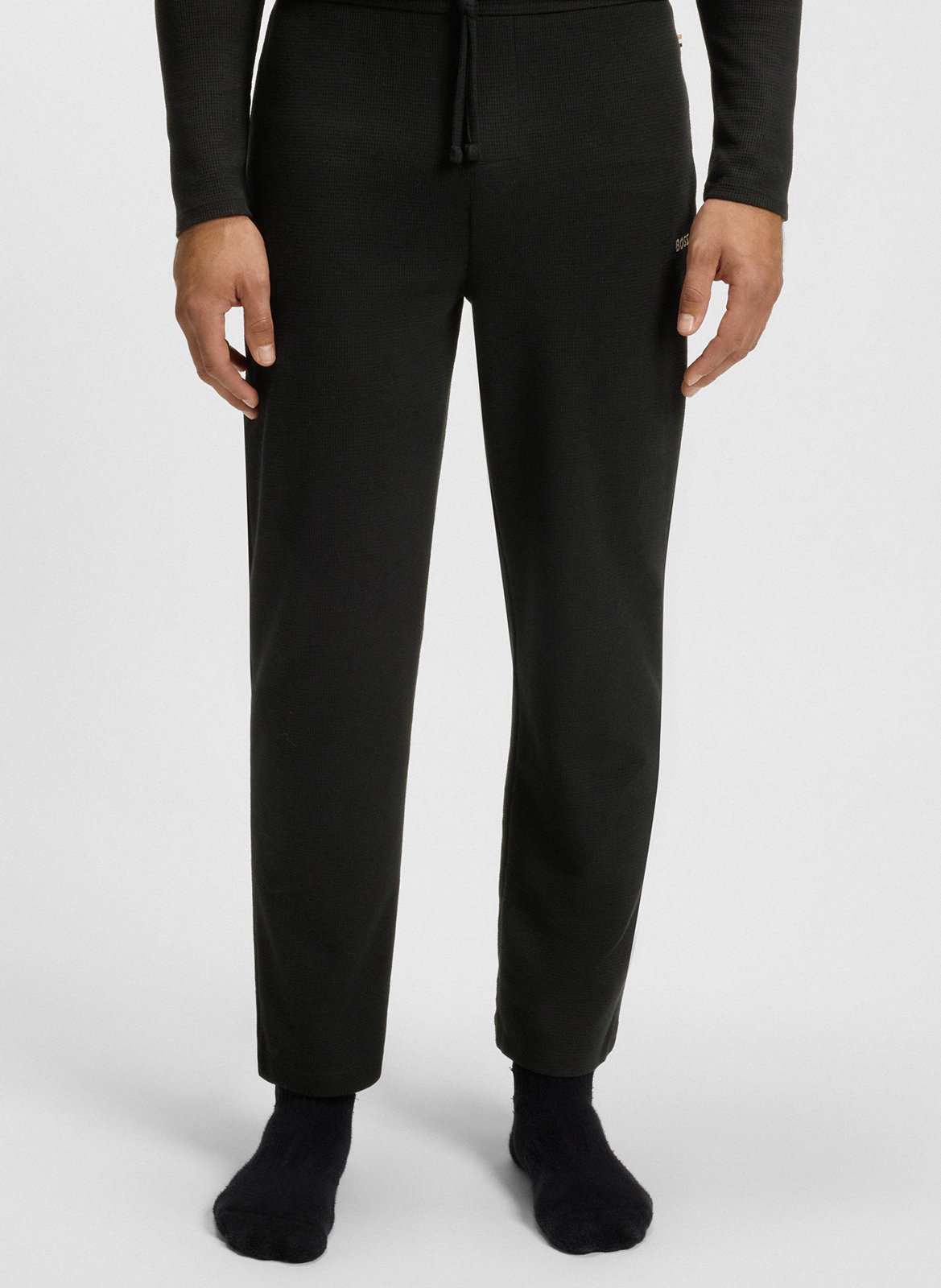Solid straight-leg trousers with logo BOSS
