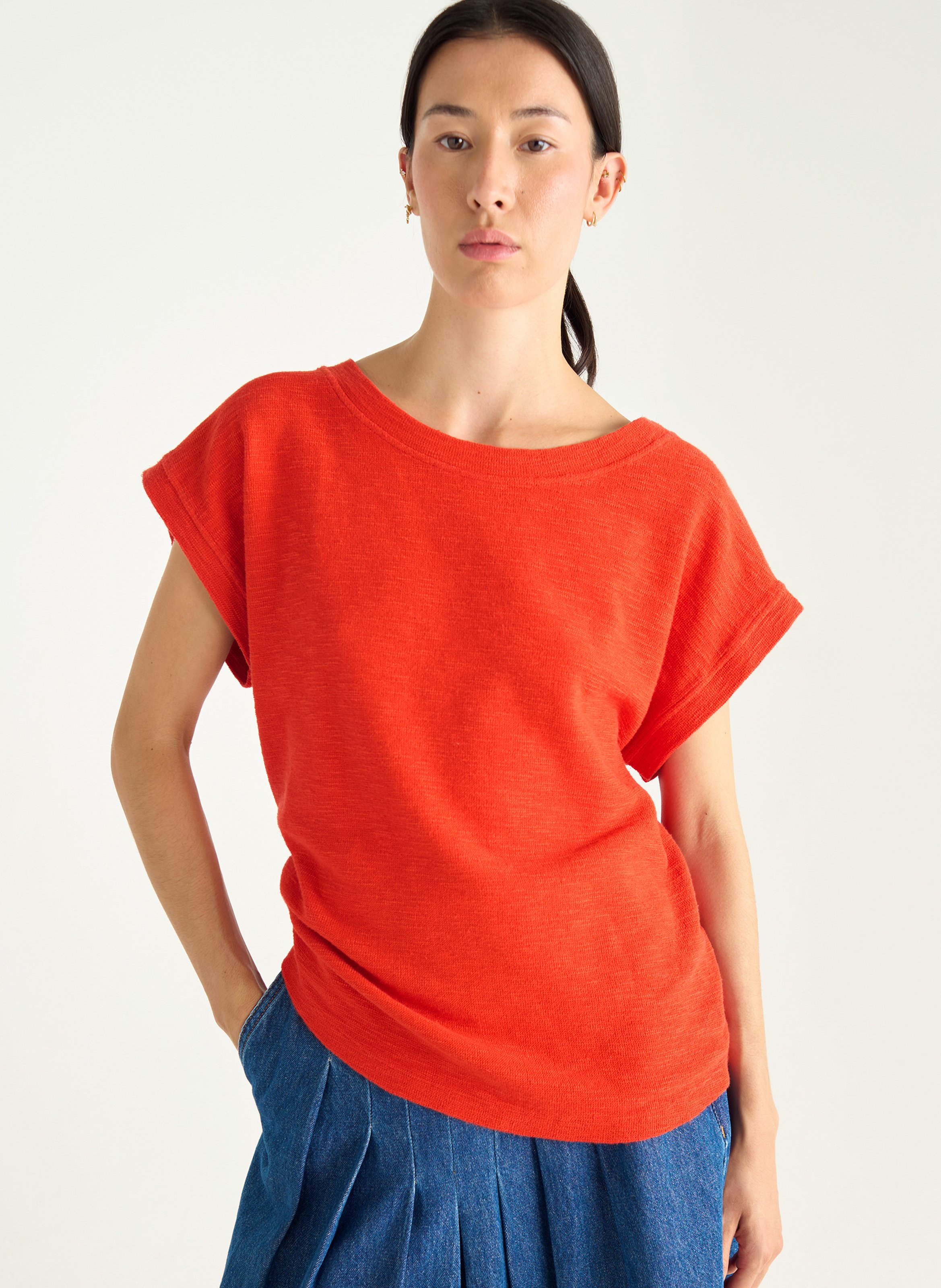 Basic cotton-mix T-shirt ACOTE Red
