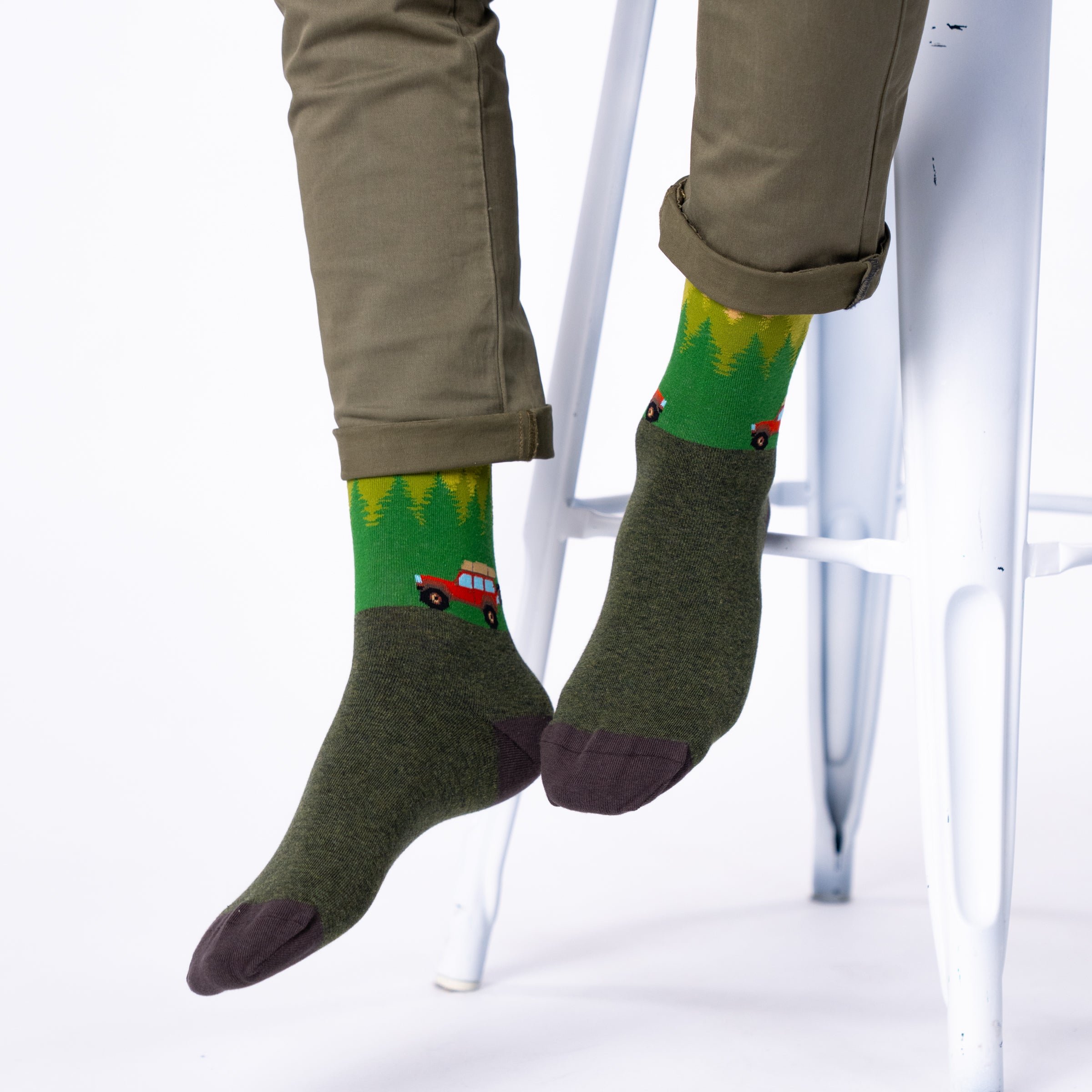 Combed cotton socks with patterns BILLYBELT Khaki