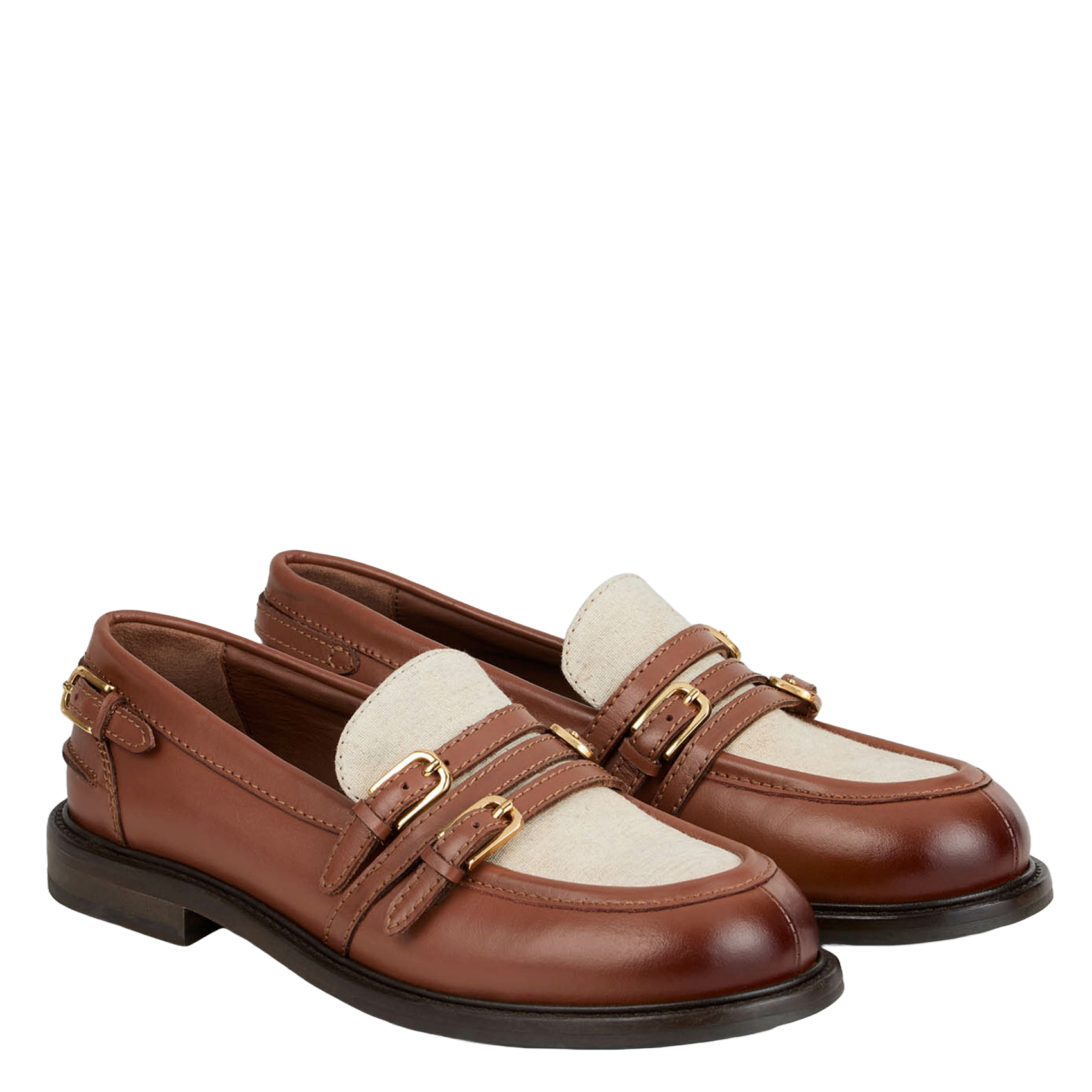 Leather strappy moccasins SANDRO Brown