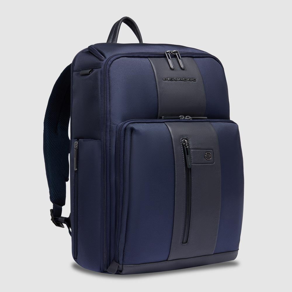 Travel backpack for 15.6-inch laptop in recycled fabric PIQUADRO Blue