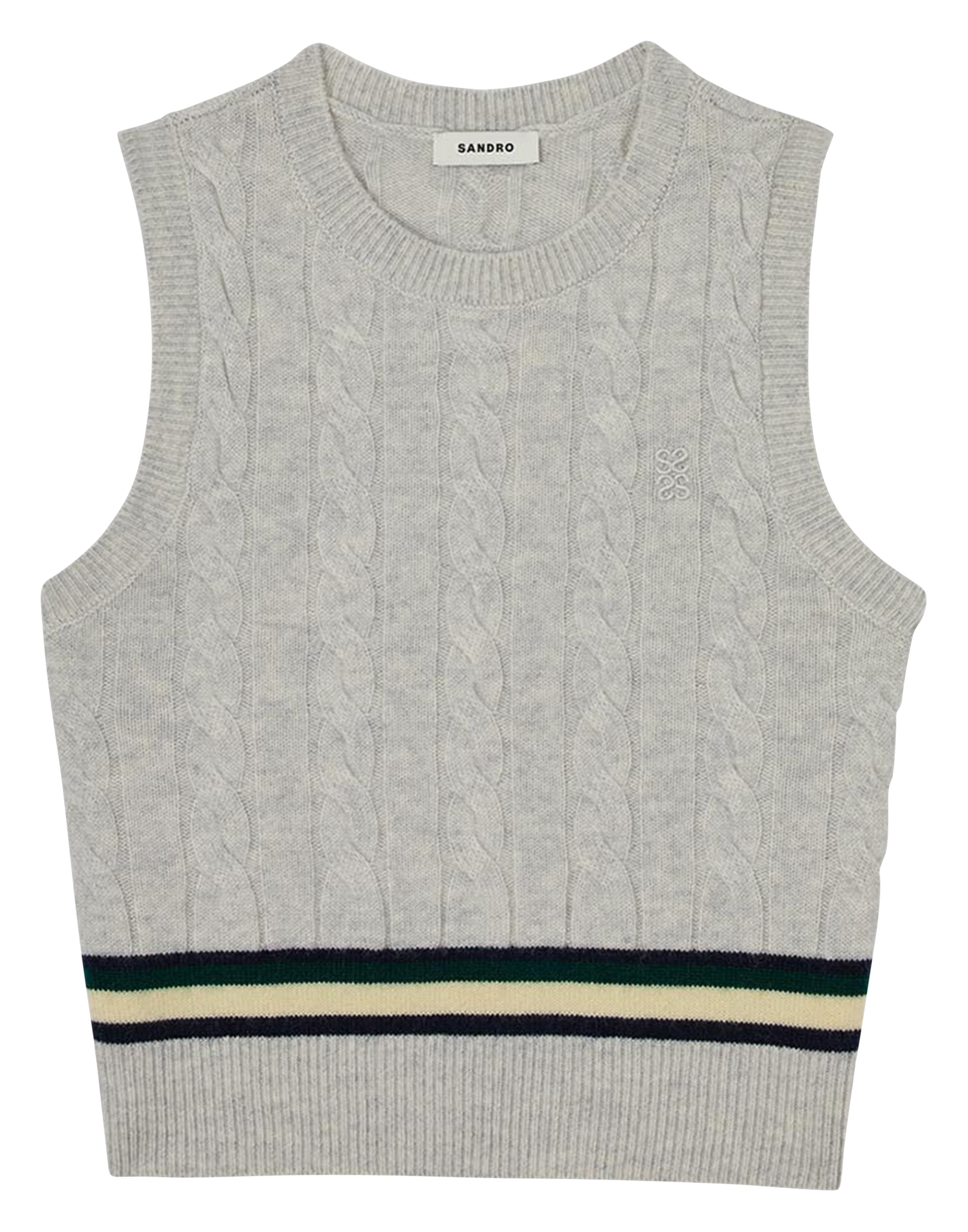 Round neck top in a blend of wool and cashmere Grey