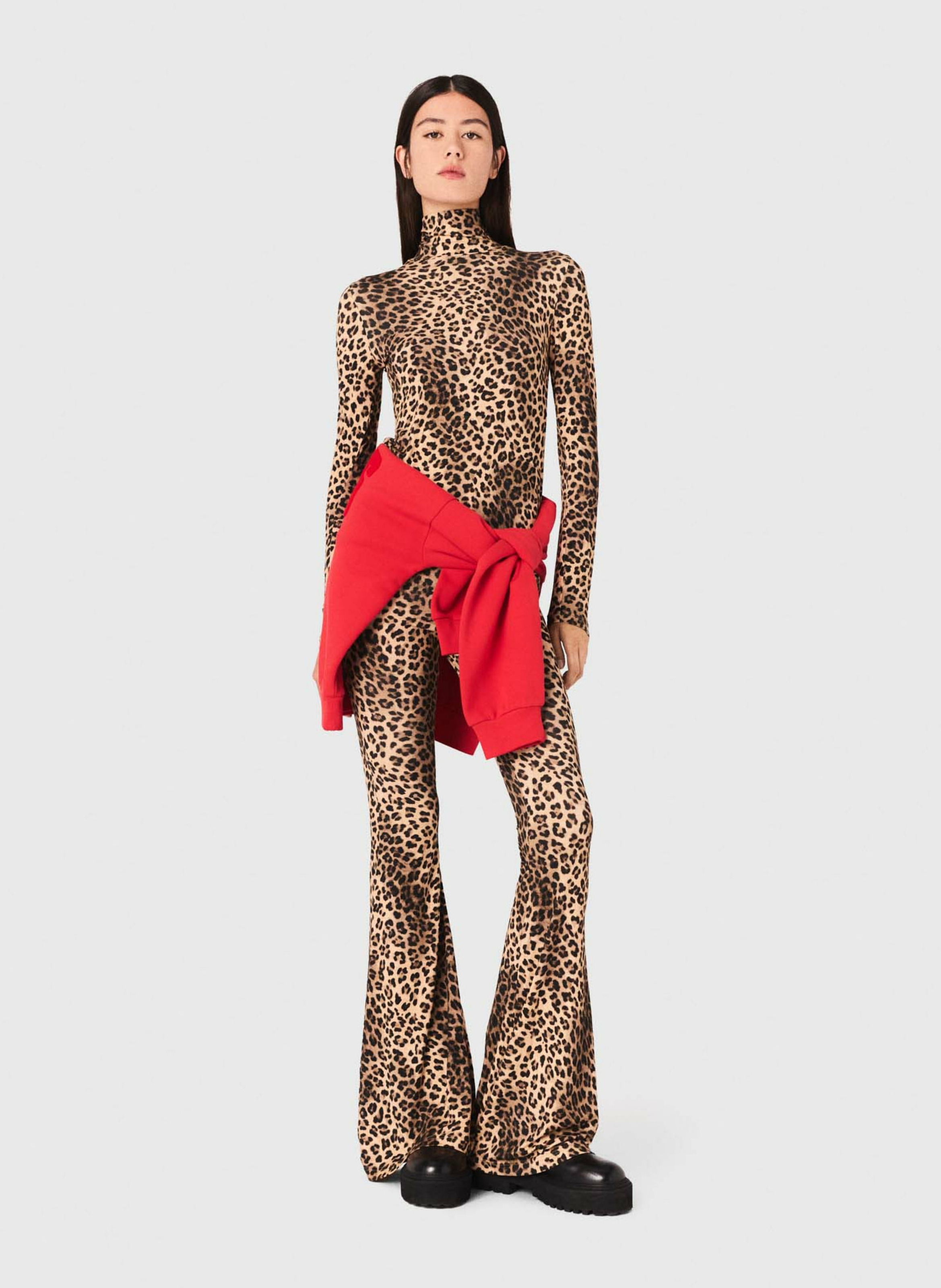 Flared Leopard Print Leggings MAJE Brown