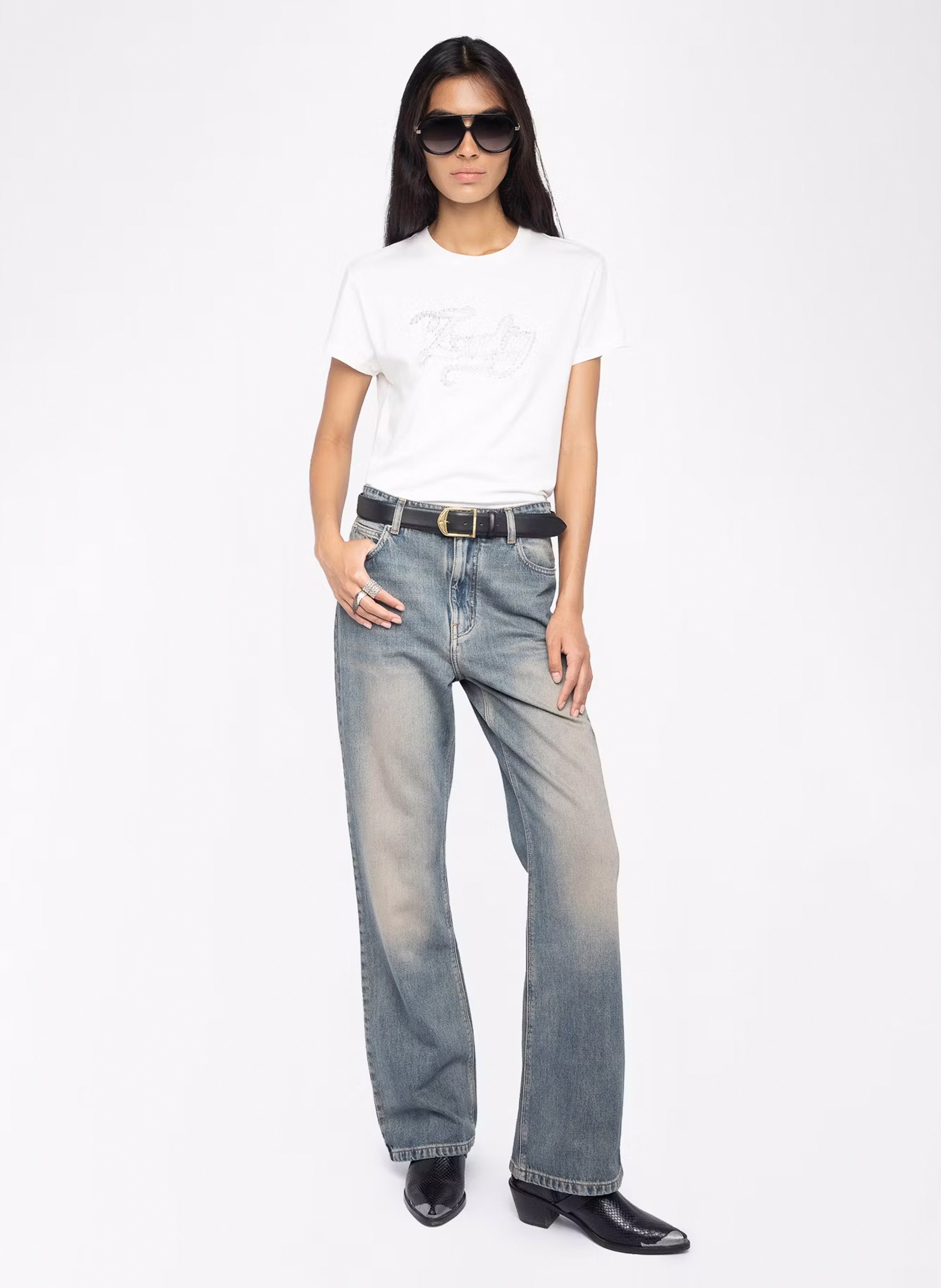 Tee-shirt droit en coton brodé ZADIG&VOLTAIRE Blanc
