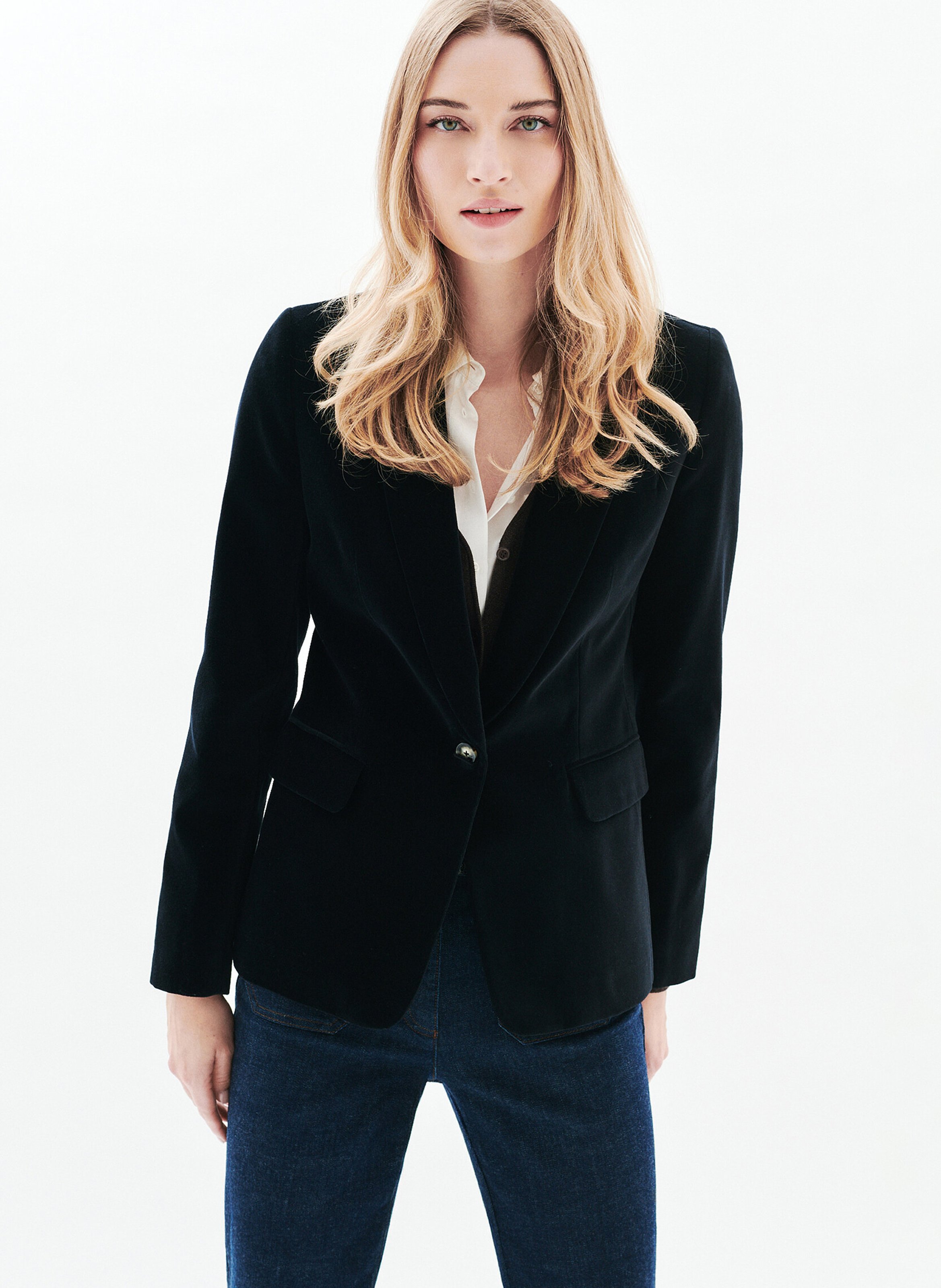Baumwollblazer in Samtoptik CAROLL