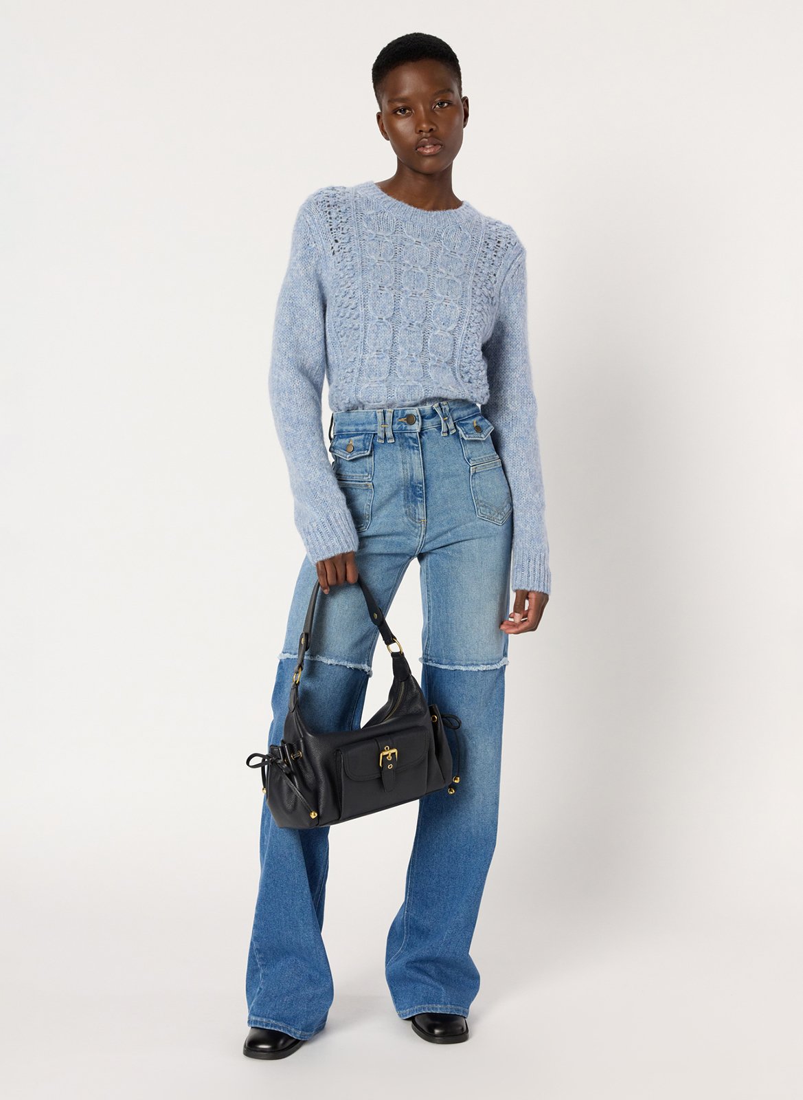 Pull col rond en laine mélangée GERARD DAREL Bleu