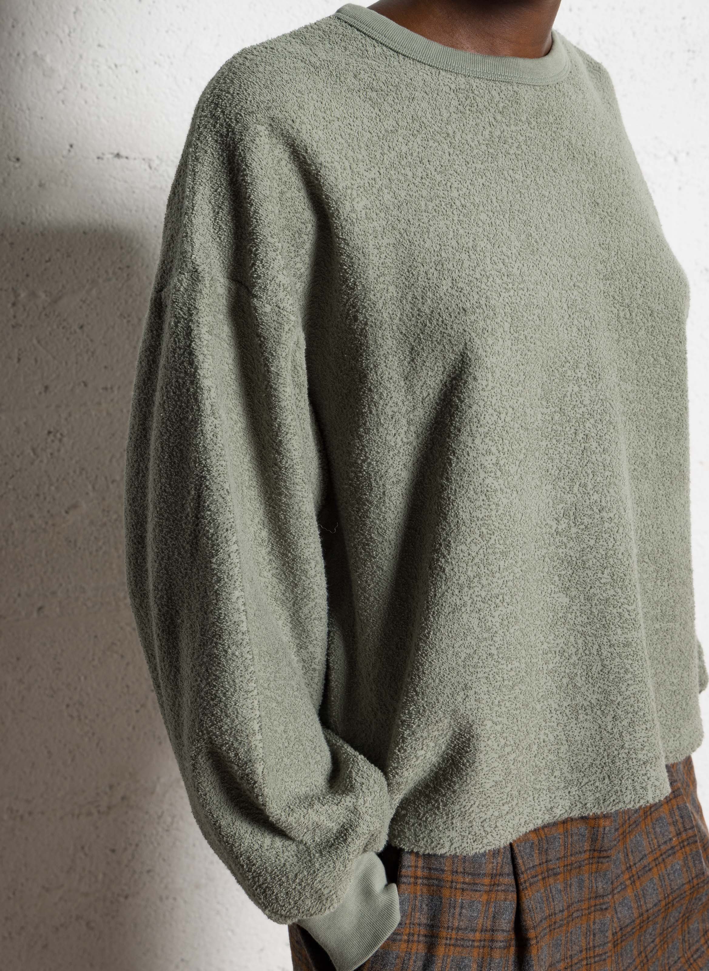 Sweat molletonné col rond en coton bio AMERICAN VINTAGE Vert