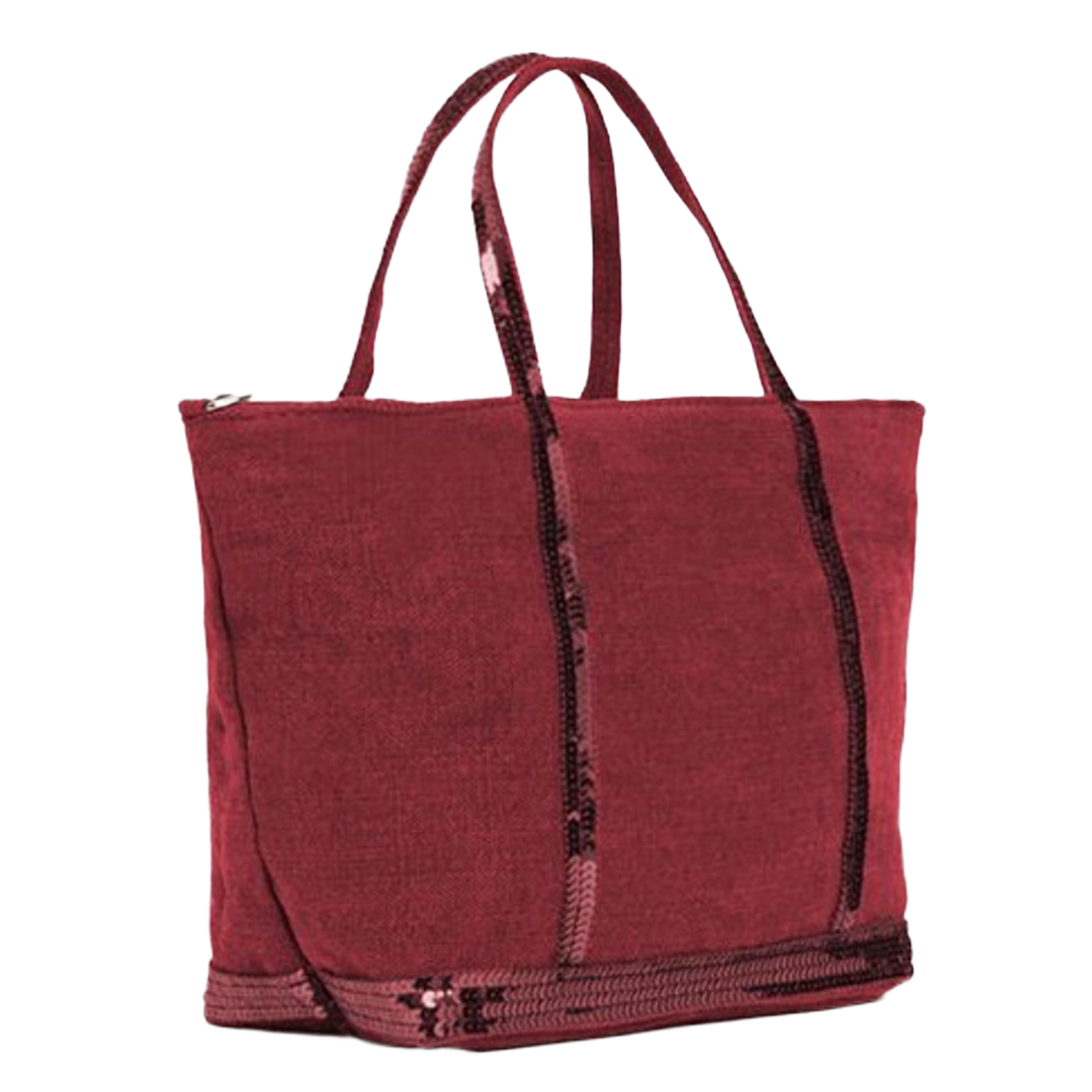 Sac cabas S à sequins en lin  VANESSA BRUNO Rose