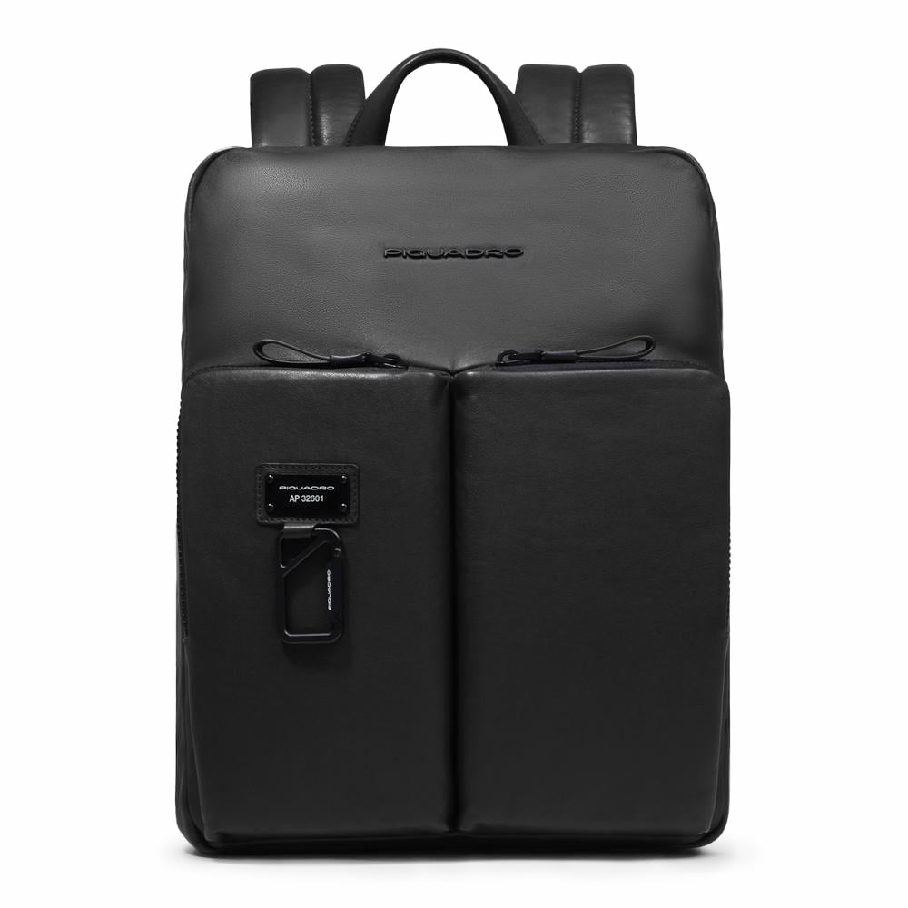 Slim backpack for computer and iPad® with shockproof and RFID protection, expandable PIQUADRO