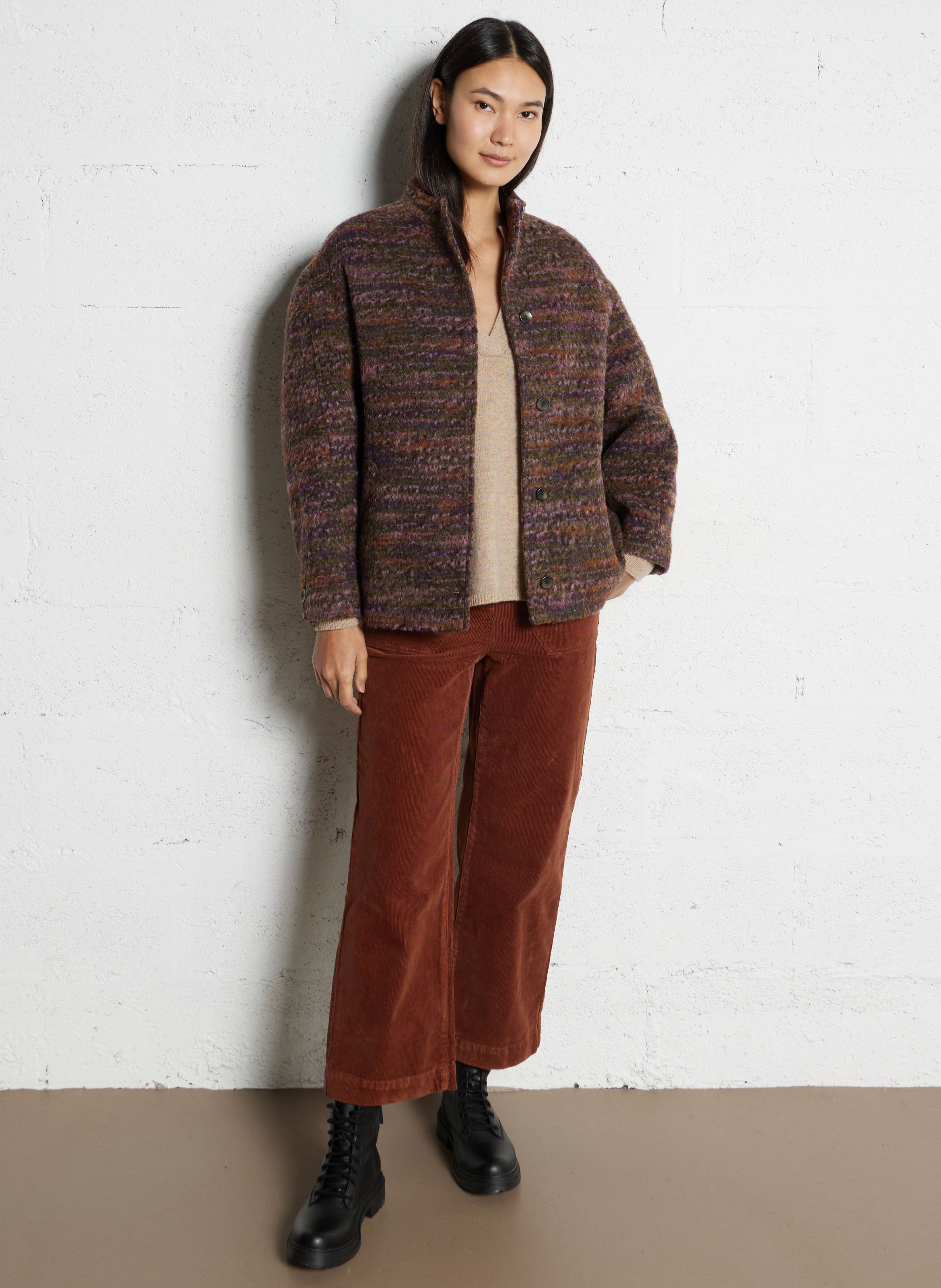 Oversized printed coat with buttons MAISON 123 Multicolored