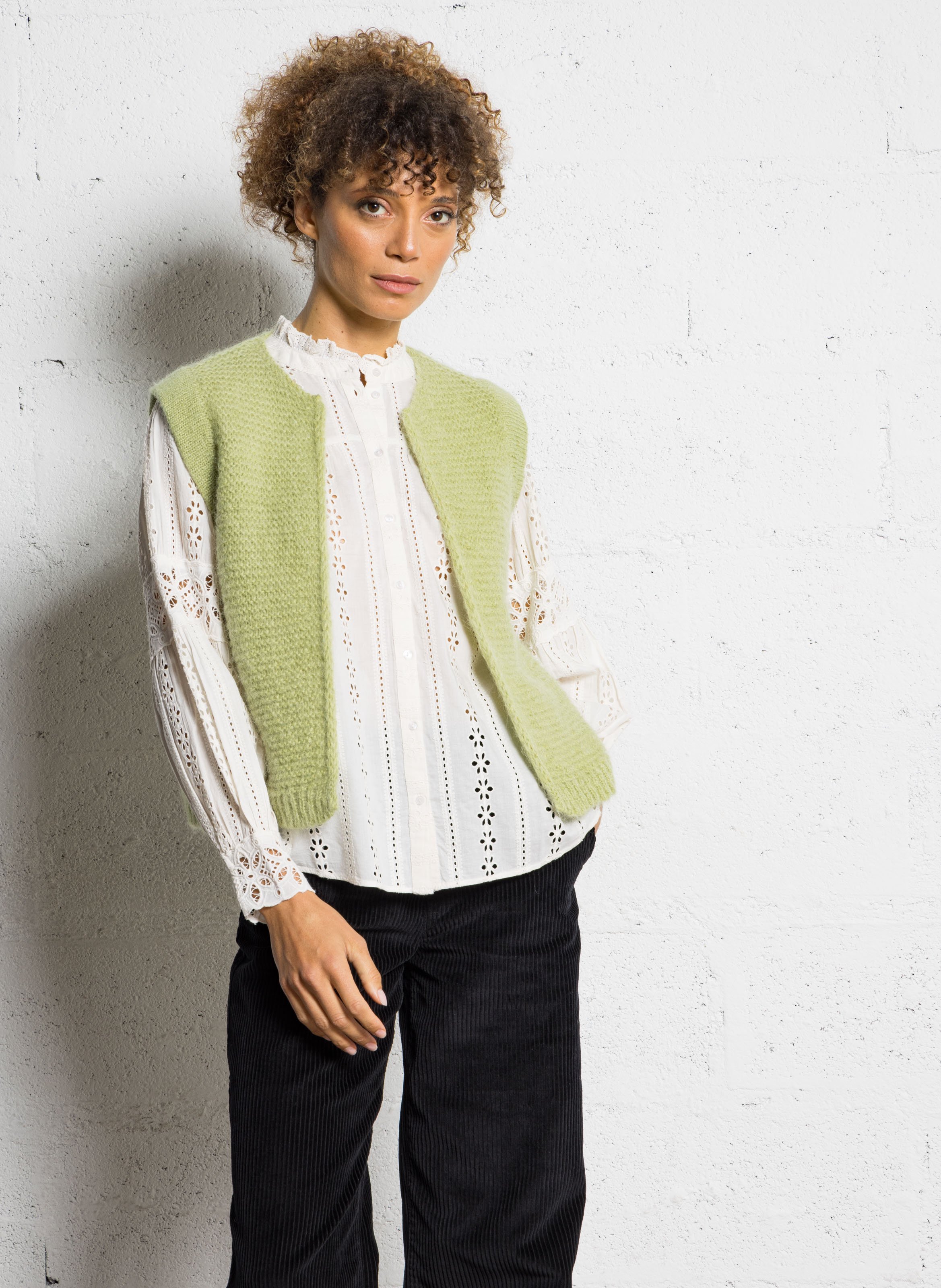 Gilet court en mohair et alpaga  SUD EXPRESS Vert