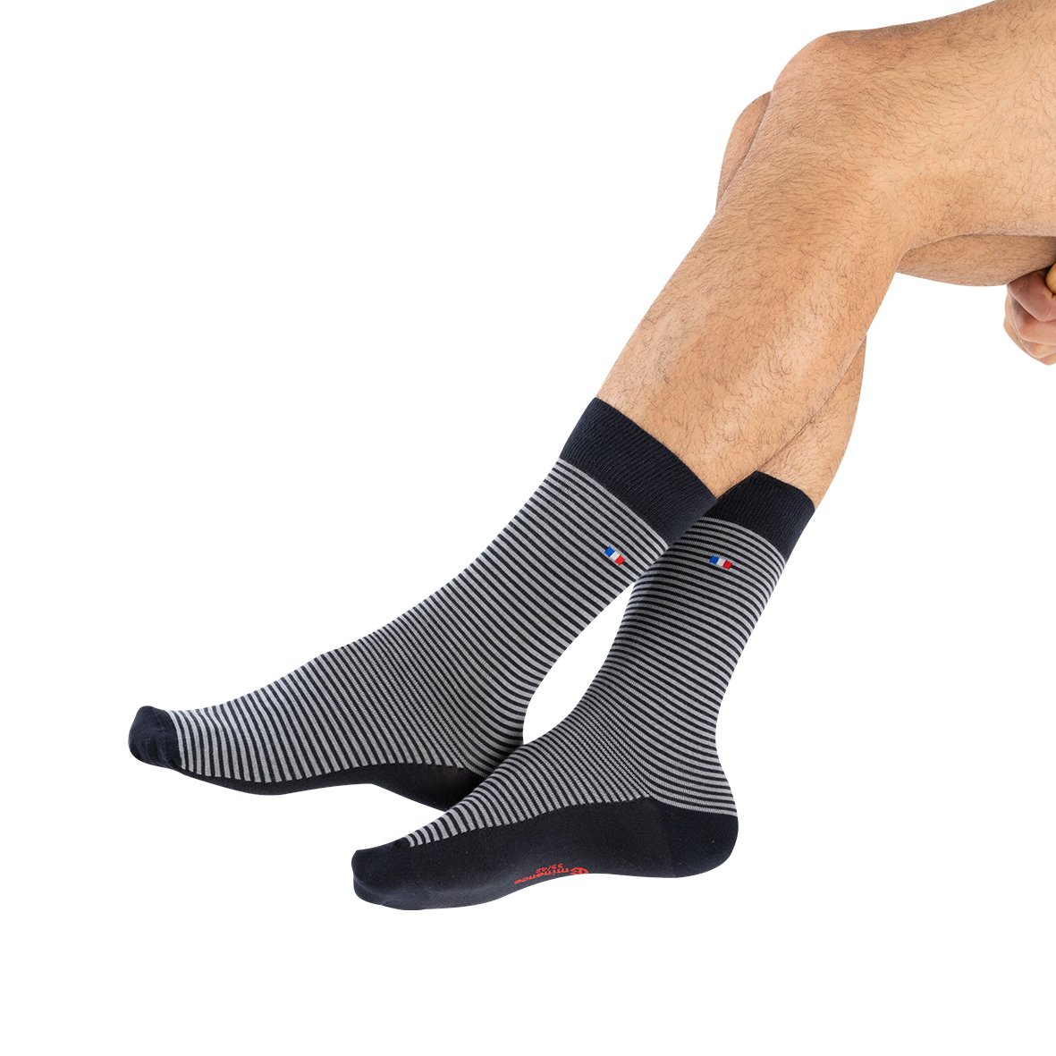 Mid-calf socks made of combed cotton, made in France. EMINENCE Blue