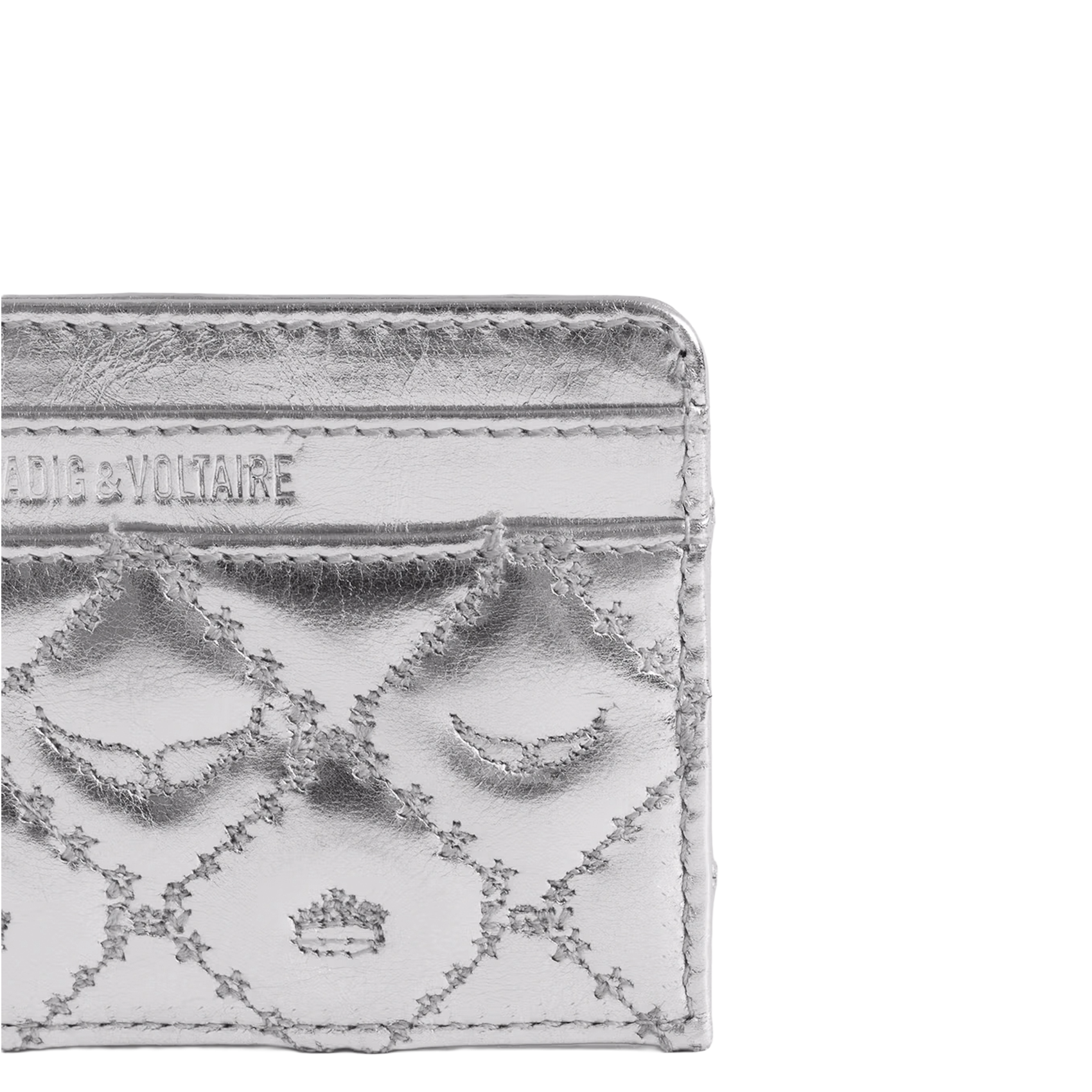 Porte-cartes en cuir métallisé ZADIG&VOLTAIRE Gris