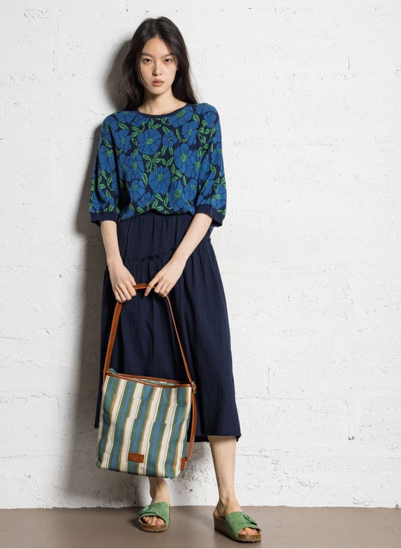Sac à main en tissu à rayures verticales écologique, fourre-tout de Shopping à bandoulière de grande capacité pour femmes 1524 Sac à main en tissu à rayures verticales écologique, fourre-tout de Shopping à bandoulière de grande capacité pour femmes 1524