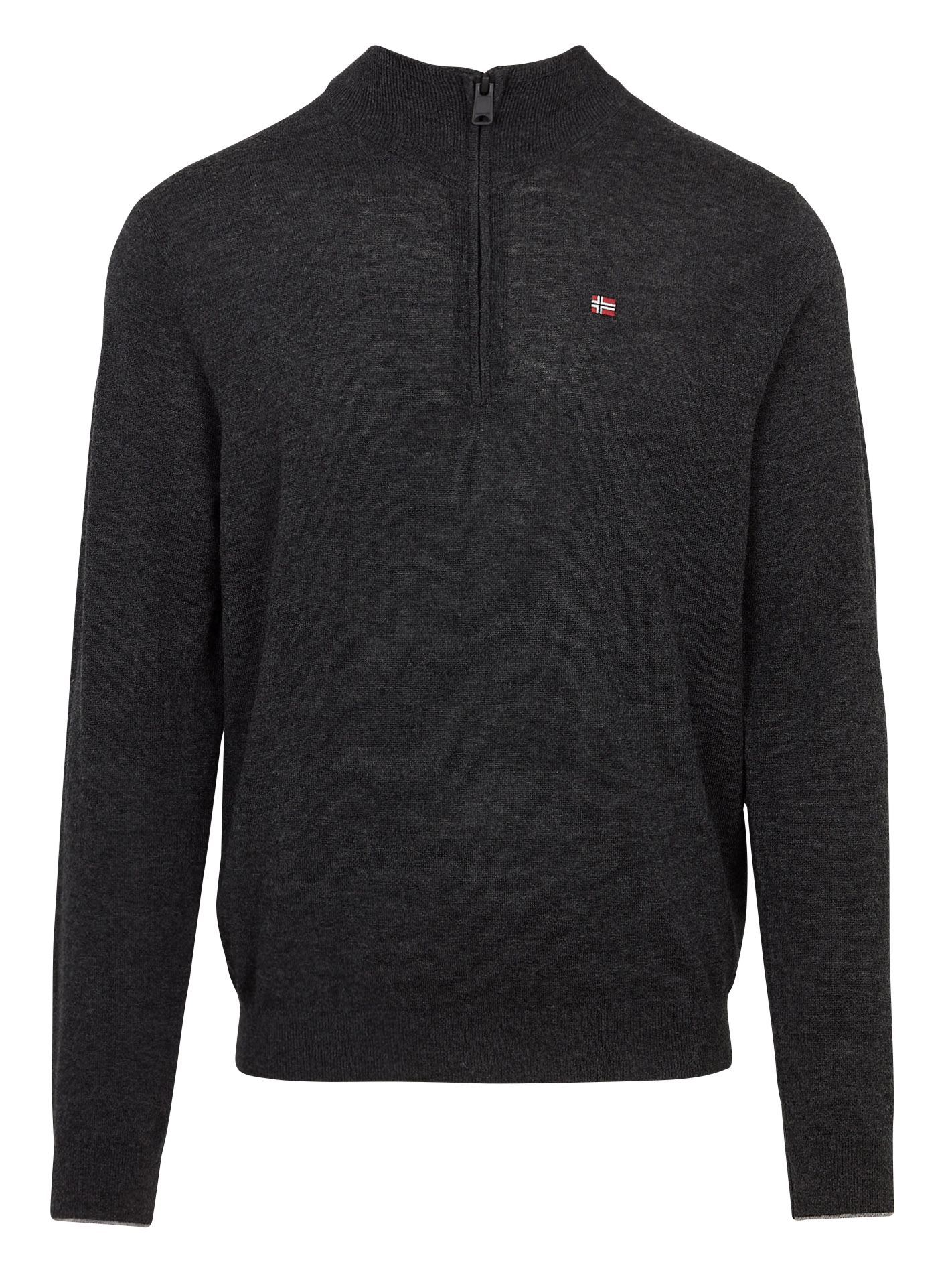 Rechte trui met opstaande kraag en geborduurd in wol NAPAPIJRI Grijs