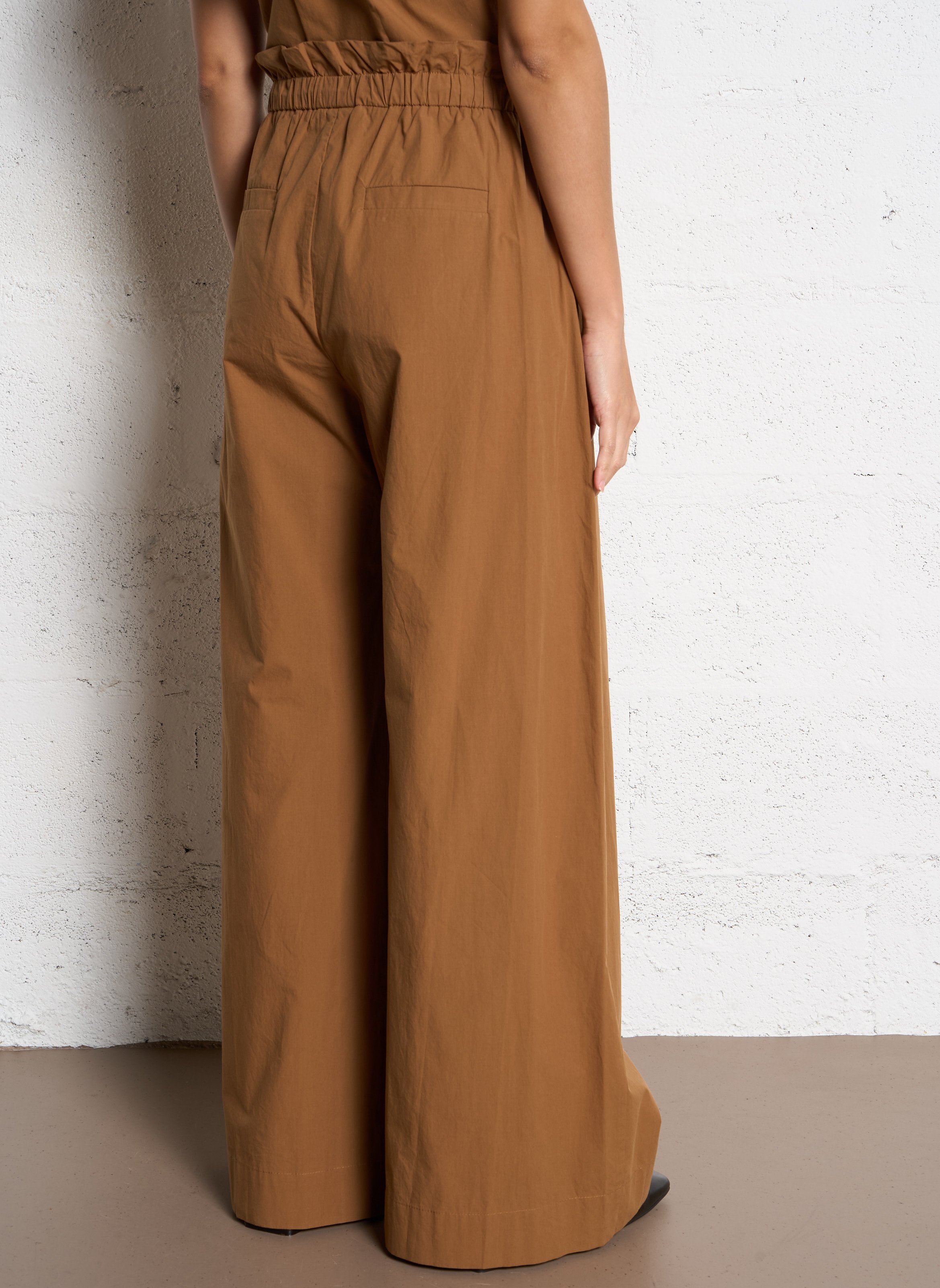 Pantalon large en coton bio Marron