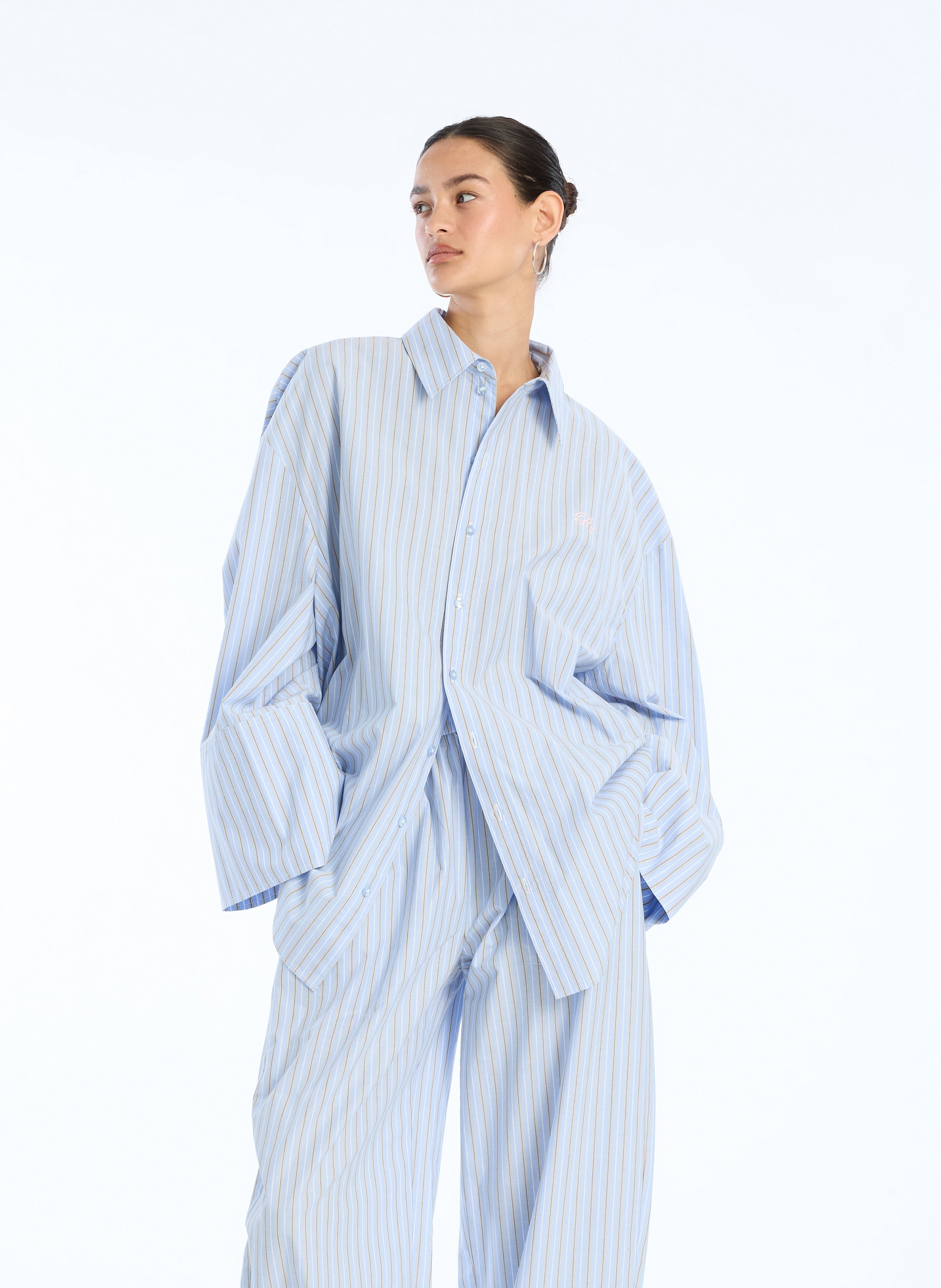 Liam oversized striped shirt  ROTATE Blue