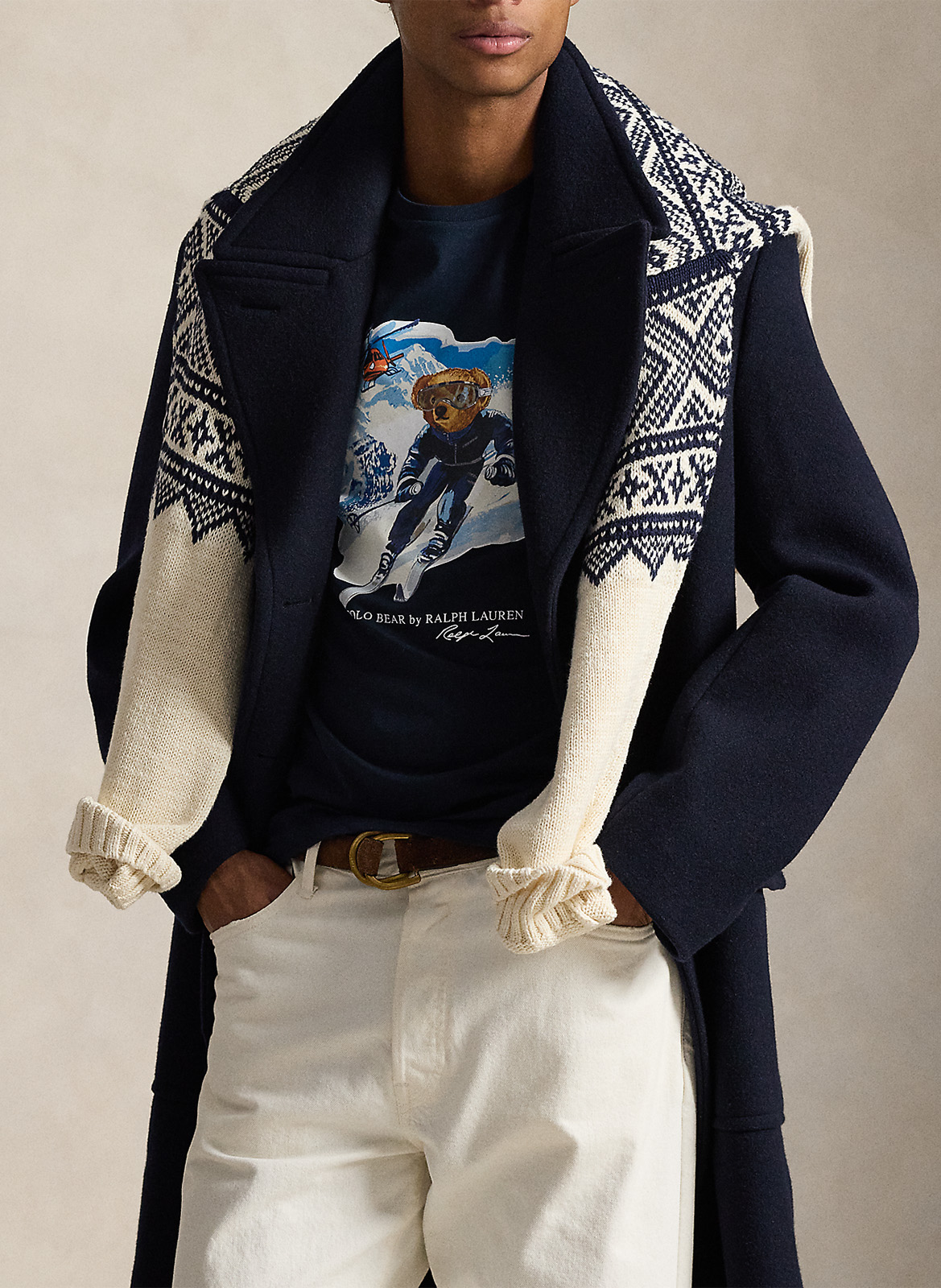 Tee-shirt droit col rond en coton POLO RALPH LAUREN Bleu