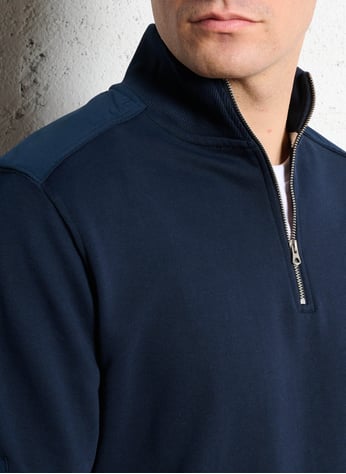 Pull droit logo coton pima et cachemire Bleu marine - Tommy Hilfiger Pull droit logo coton pima et cachemire Bleu marine - Tommy Hilfiger