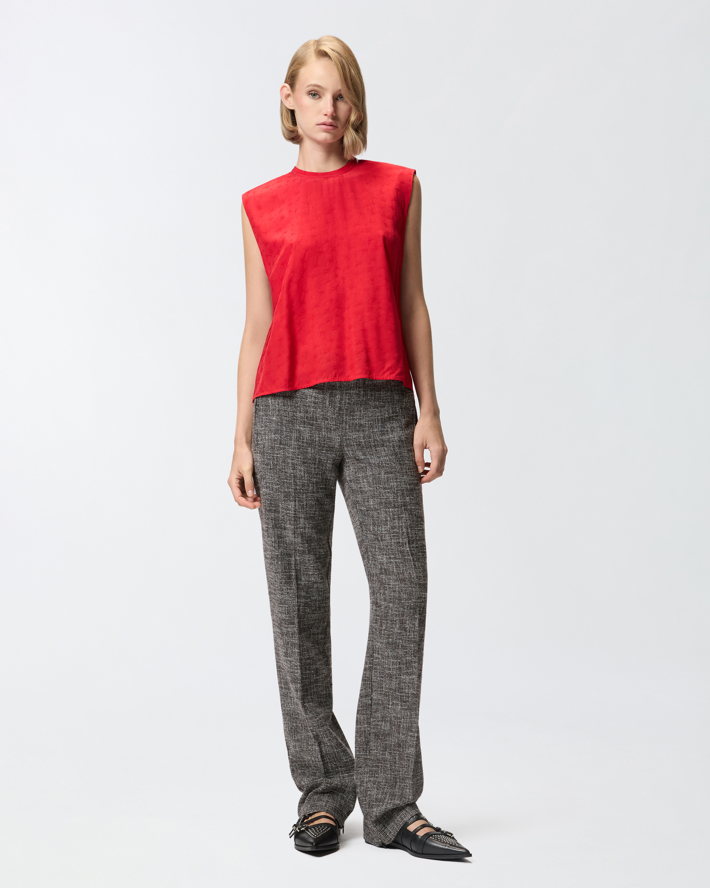 Jacquard viscose top PINKO Red
