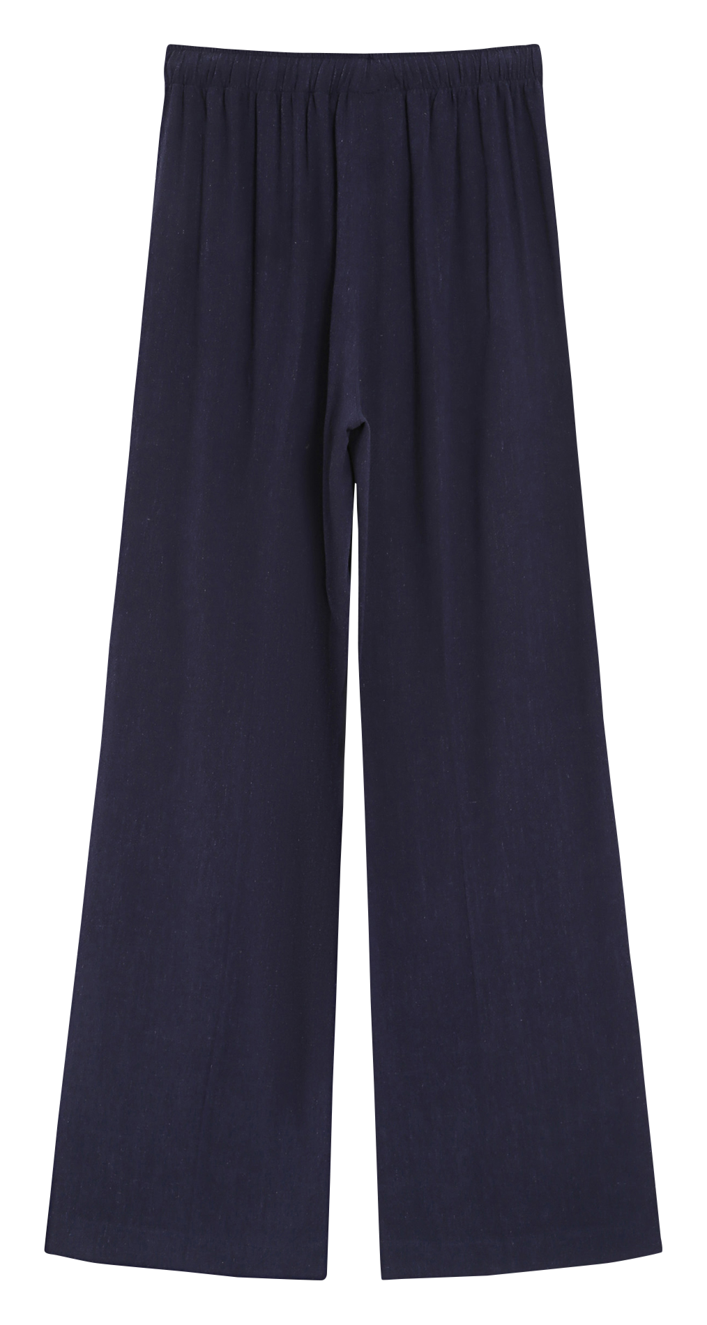 Pantalon long taille haute uni Bleu