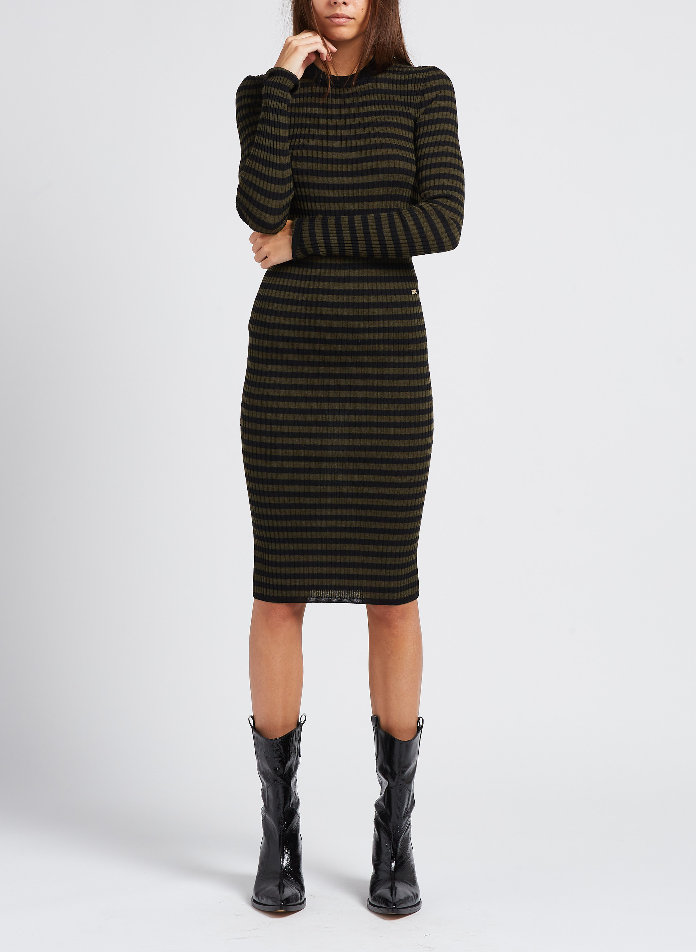 Midi-Wollkleid mit Rundhalsausschnitt SONIA RYKIEL Gestreift