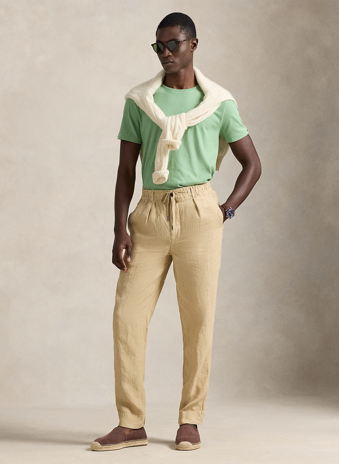 Mottled round-neck cotton-blend T-shirt POLO RALPH LAUREN Green