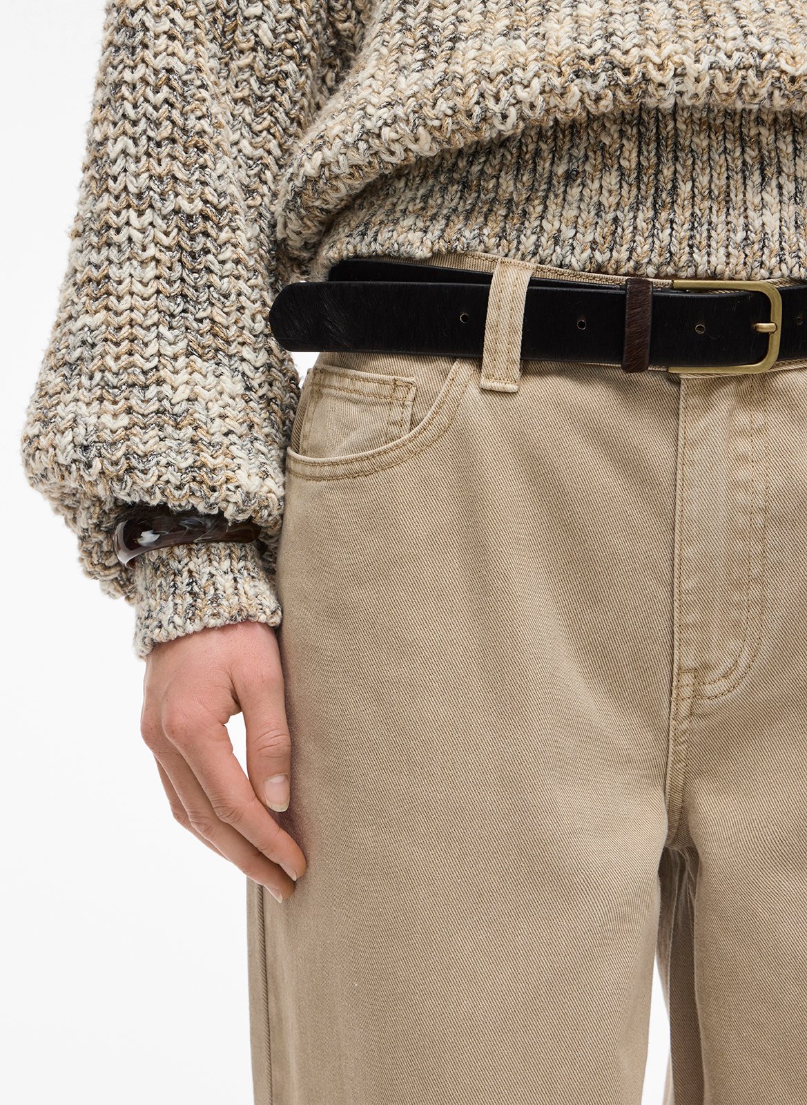 Jean large en coton et coton recyclé ROUGE EDIT Beige