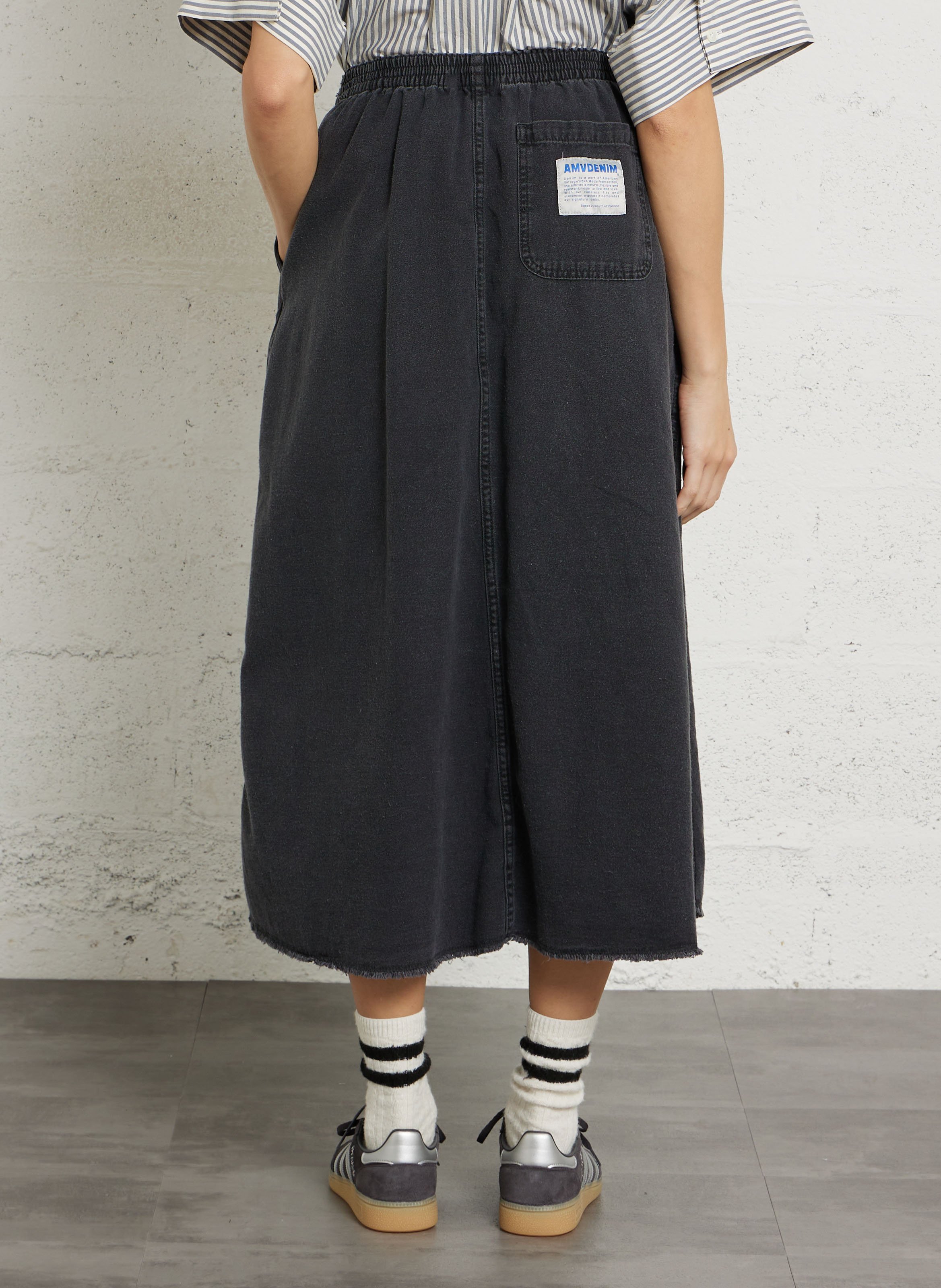 Jupe longue évasée en coton AMERICAN VINTAGE Noir