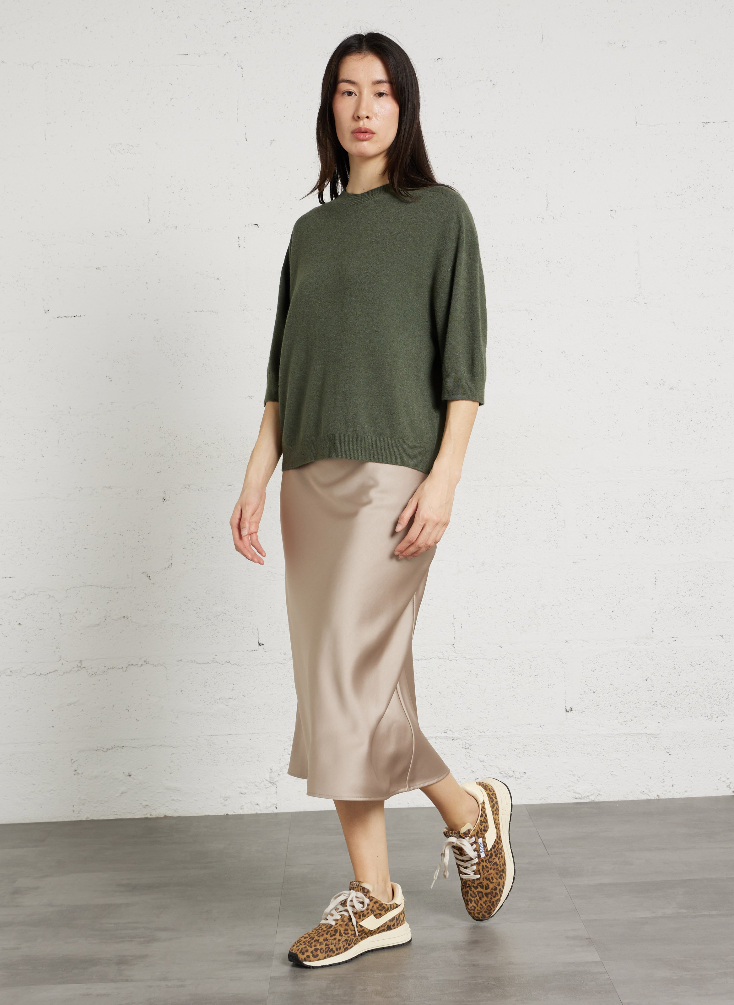 Long satin-effect skirt IMPERIAL Golden