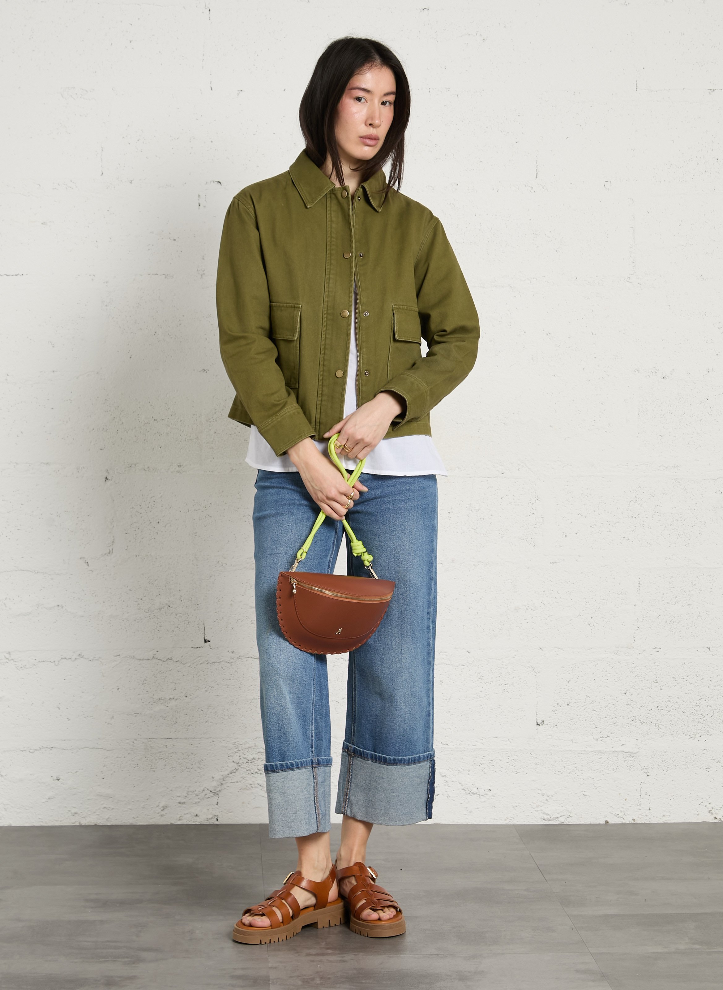 Classic cotton collar jacket MAISON 123 Green