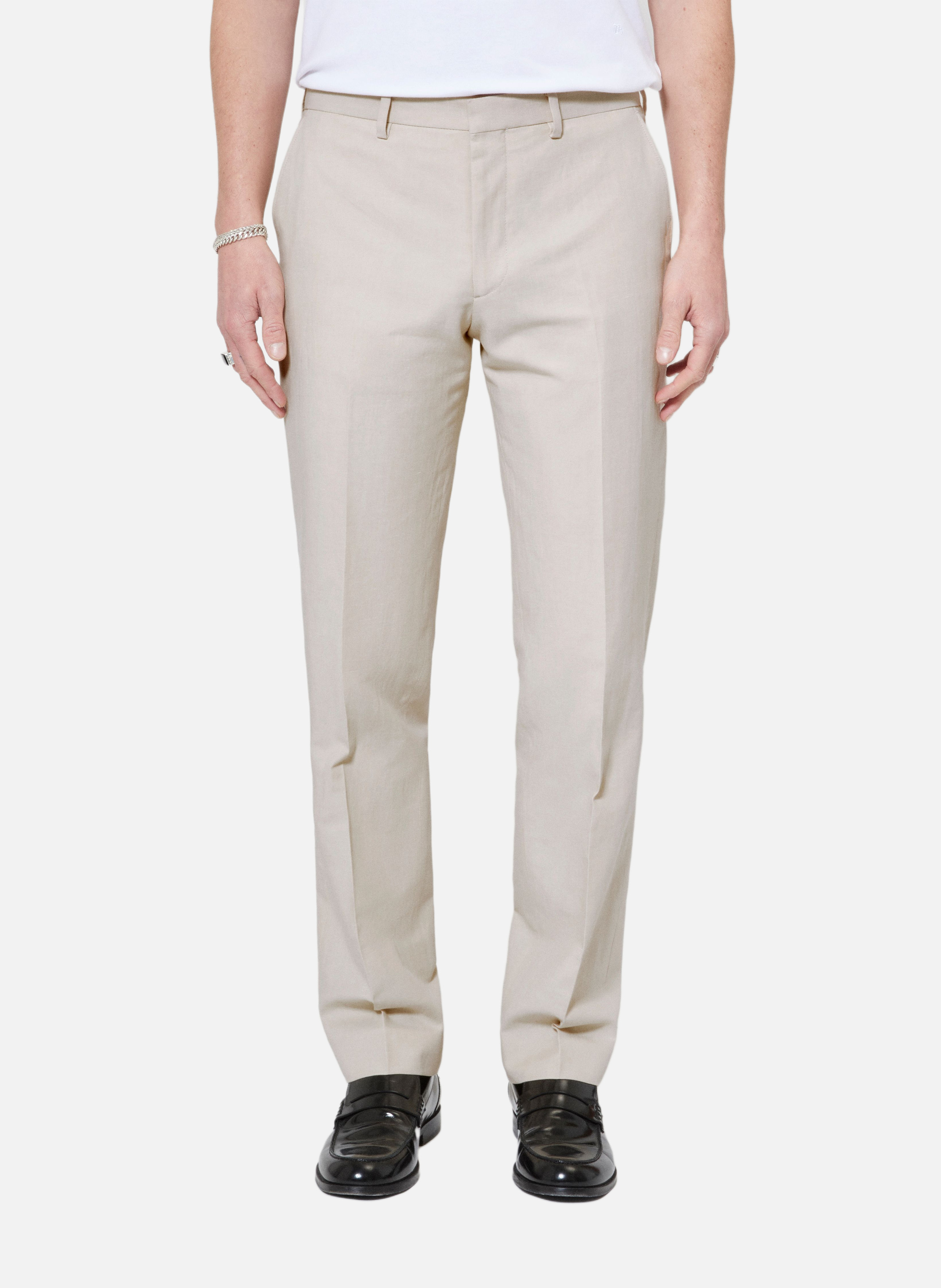 Pantalon de costume en coton lin THE KOOPLES Beige