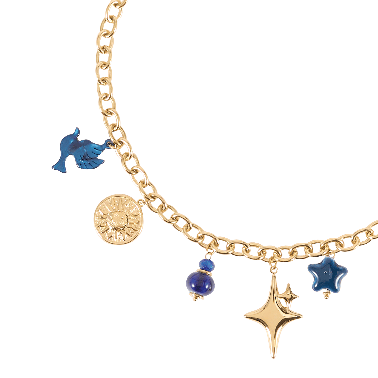 Steel and resin mixed necklace AU PRINTEMPS PARIS Blue