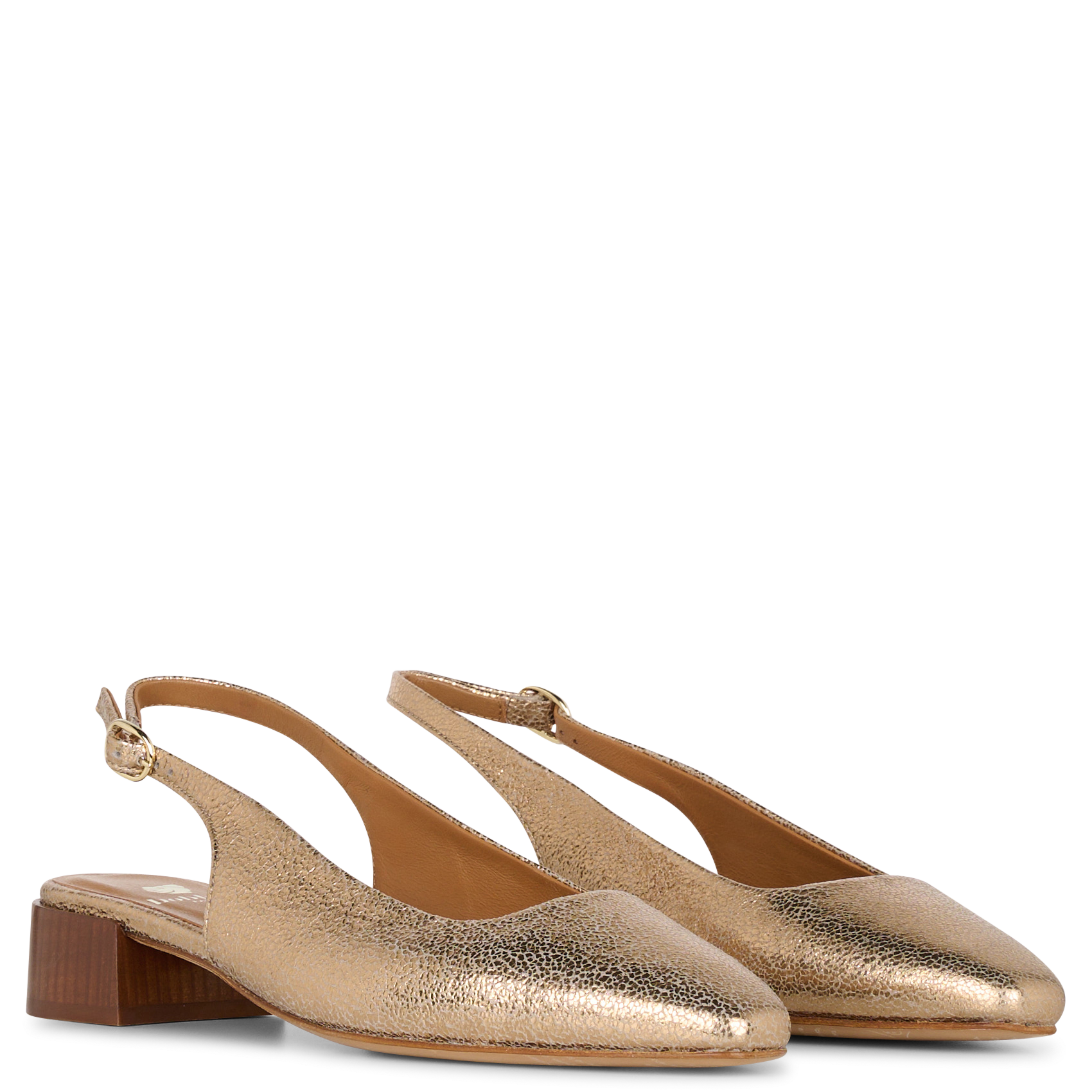 Slingback-Pumps aus geknacktem Leder BOBBIES Golden