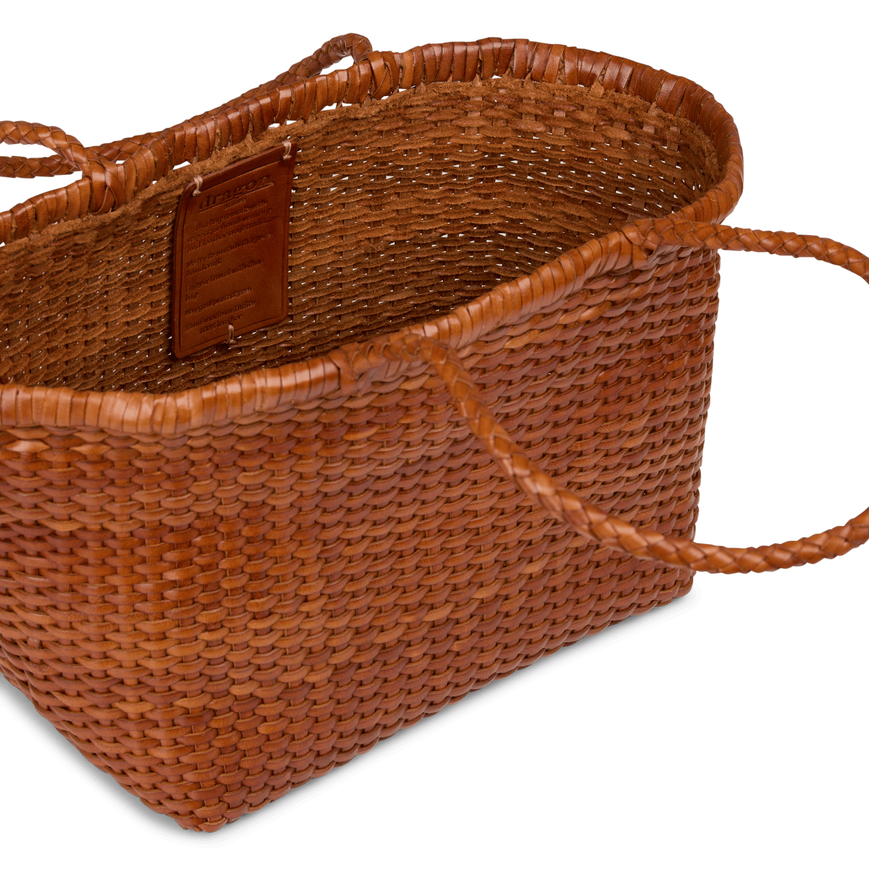 Panier tressé en cuir DRAGON DIFFUSION Marron