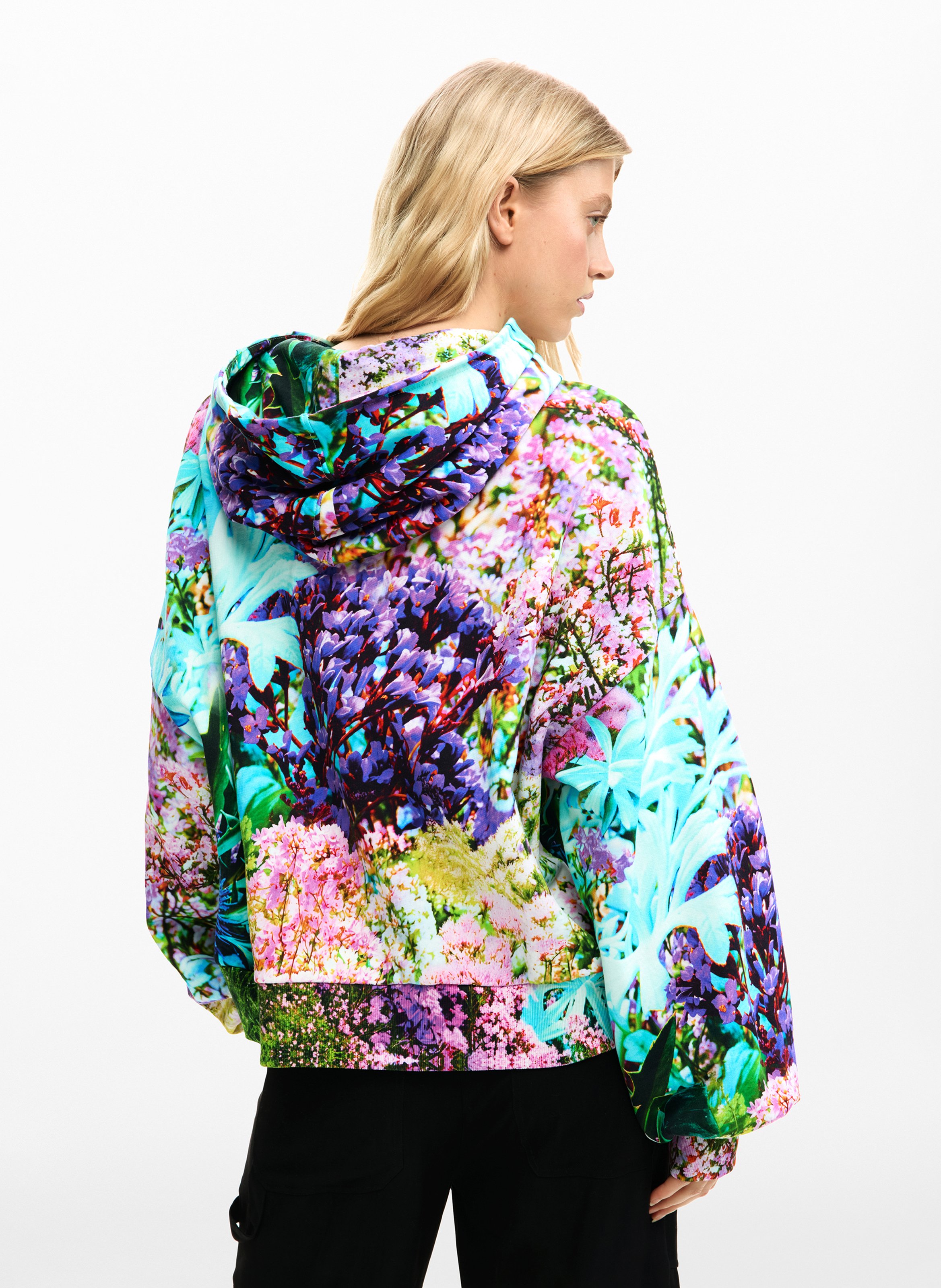 Sweater met capuchon en print DESIGUAL Zwart