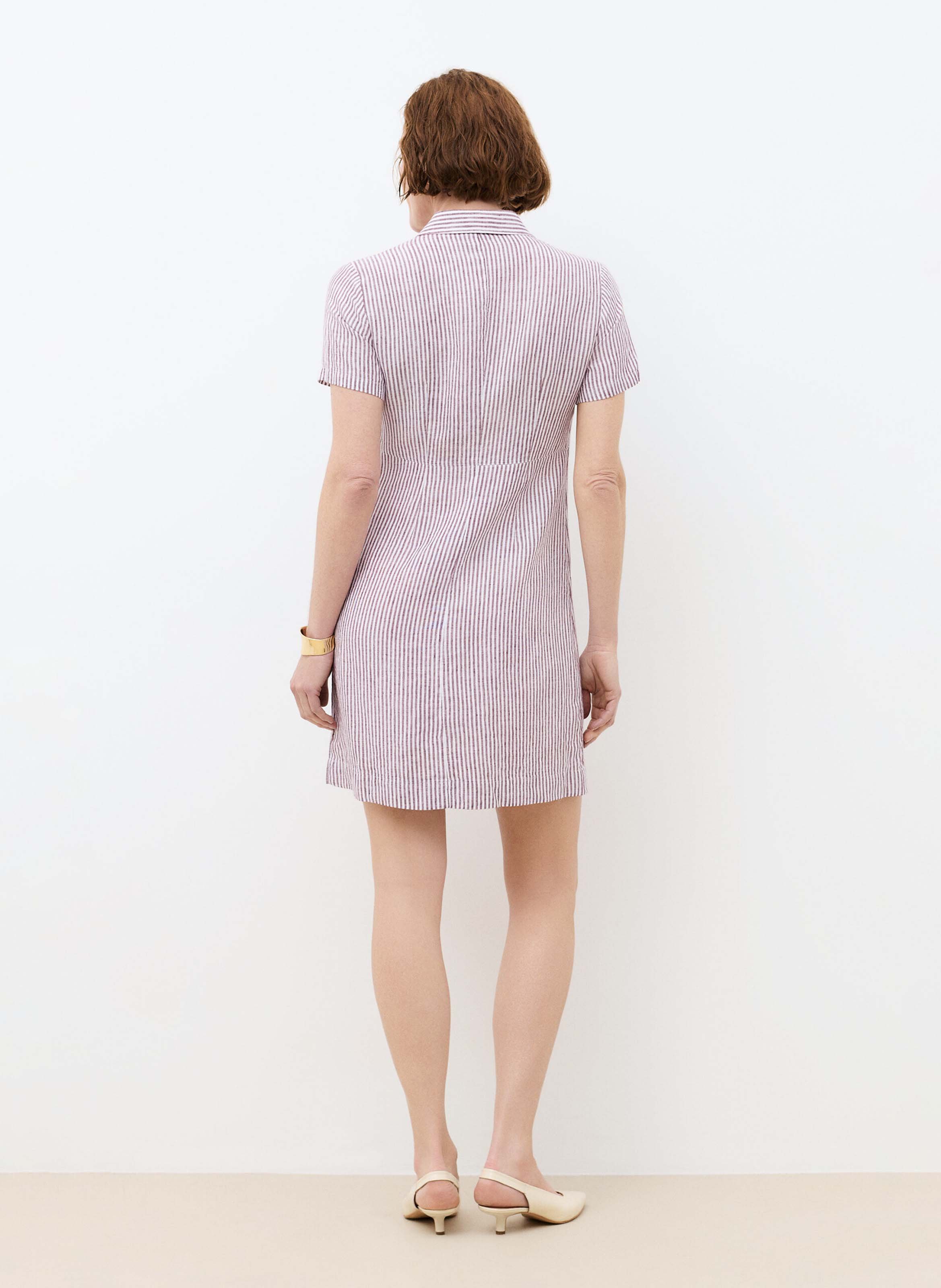 Robe droite en lin CAROLL Rouge