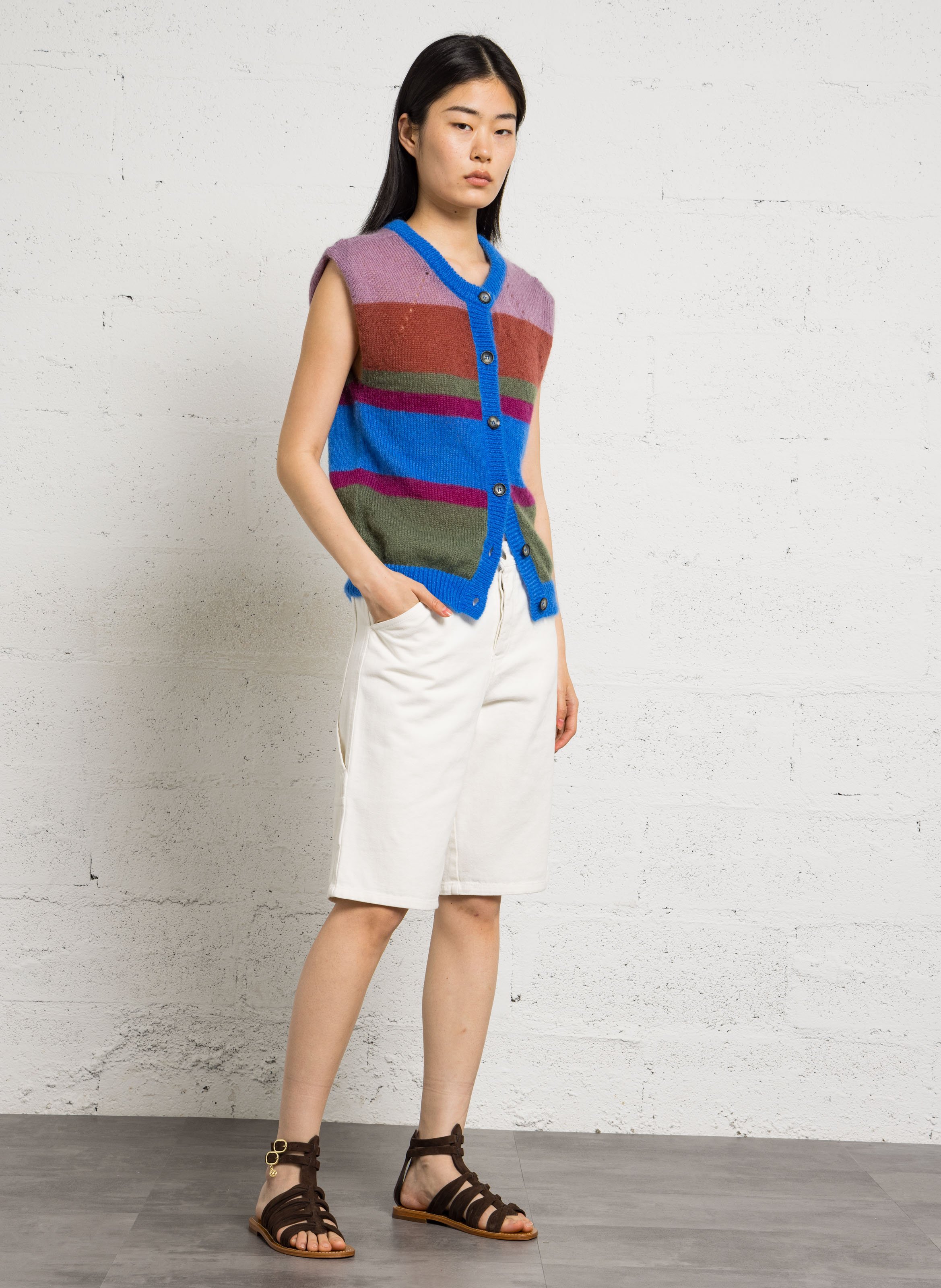 Sandales plates à brides en cuir suède PETITE MENDIGOTE Marron