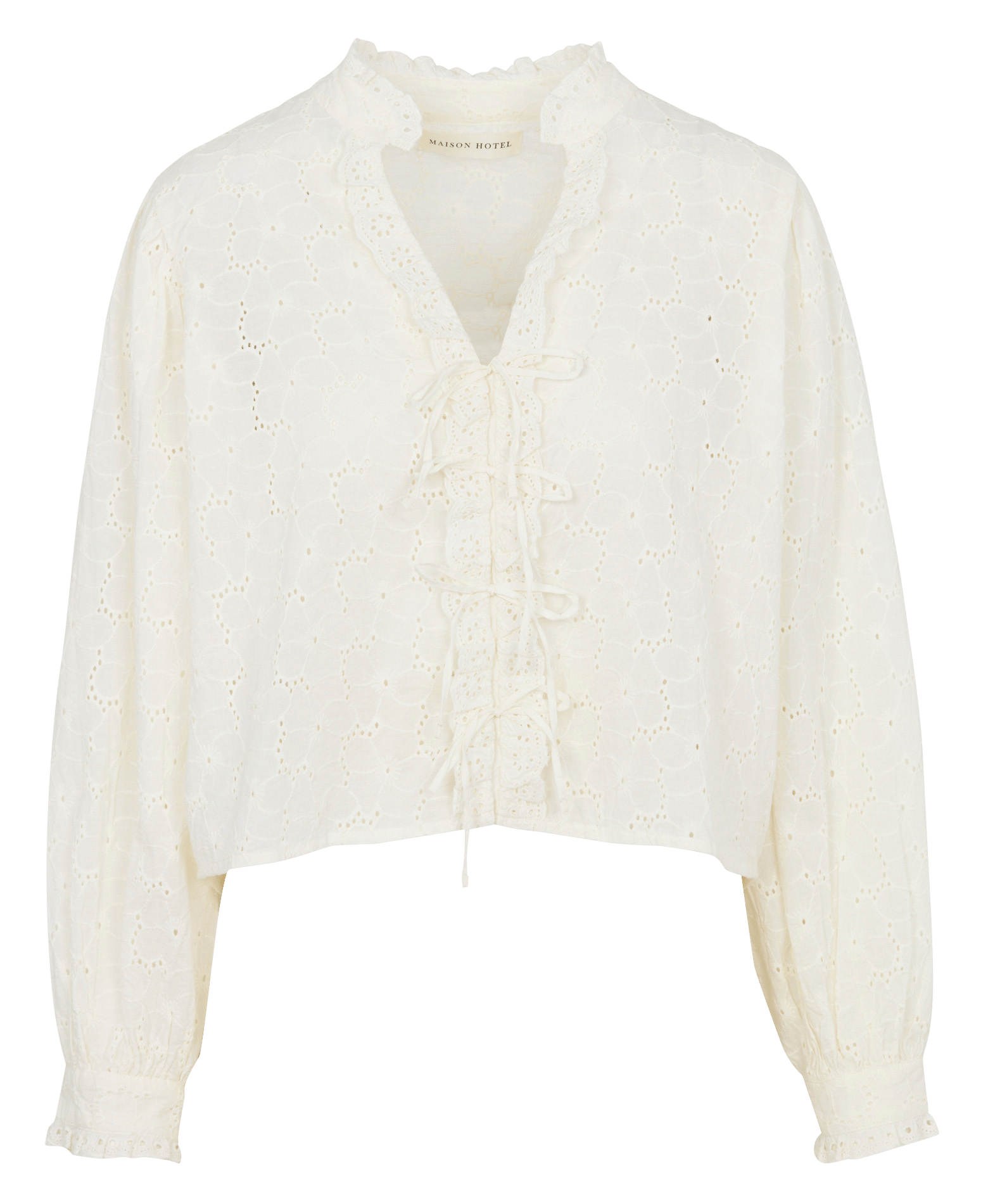 Baumwollbluse mit V-Ausschnitt MAISON HOTEL Weiss