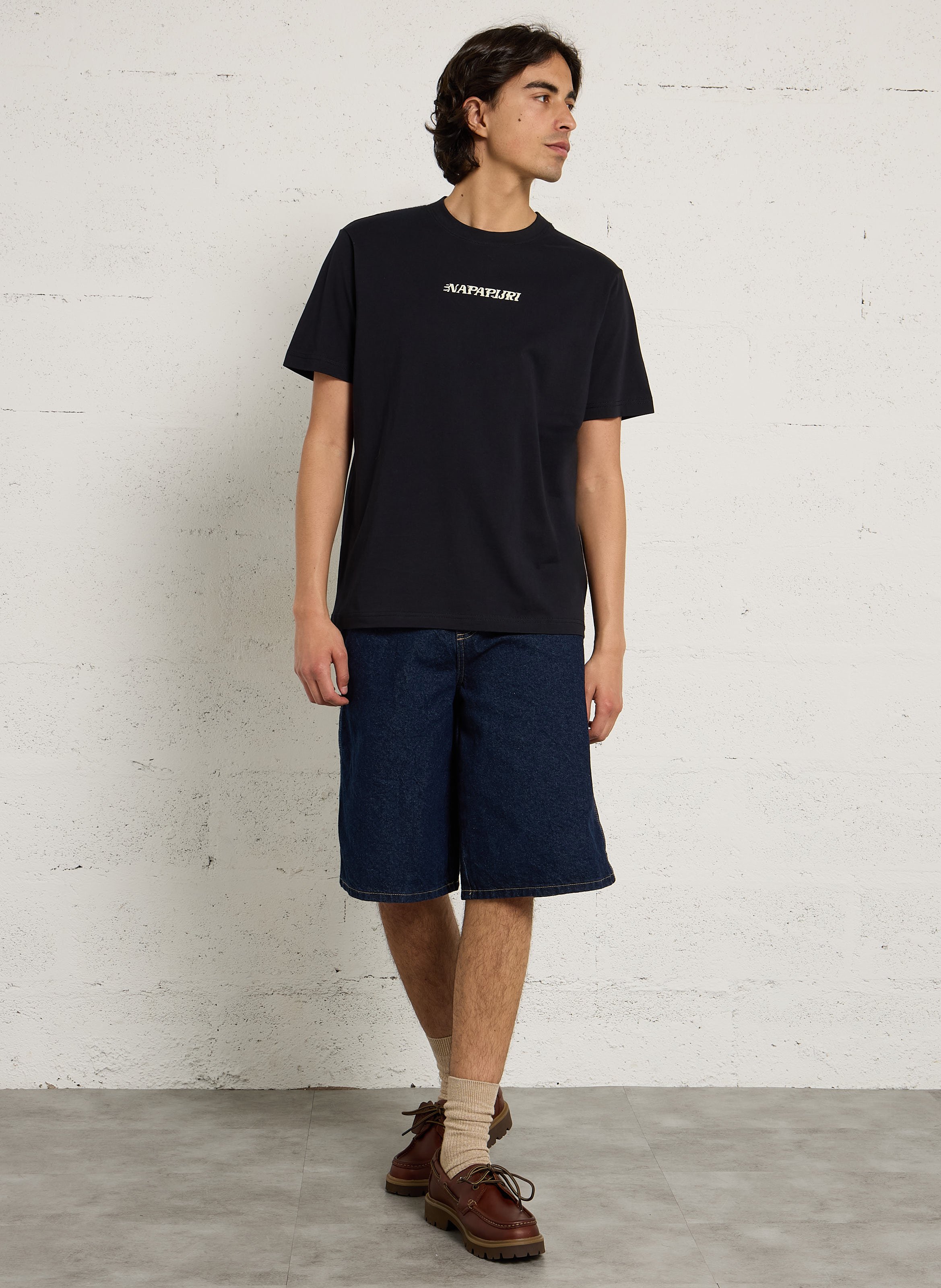 T-shirt met ronde hals en gemêleerde zeefdruk NAPAPIJRI Zwart