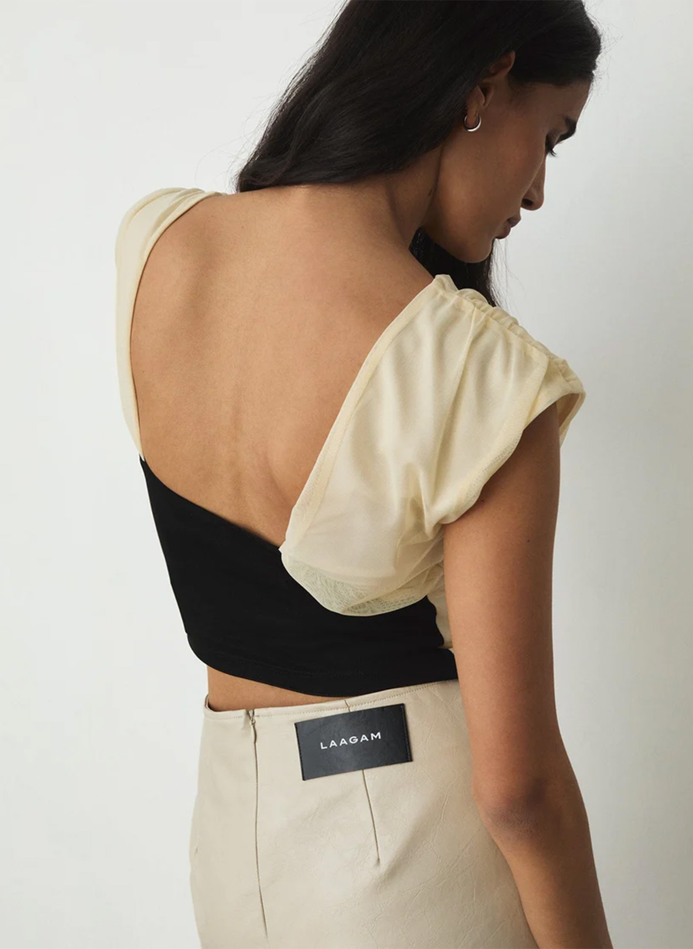 Two-tone open-back top LAAGAM Beige