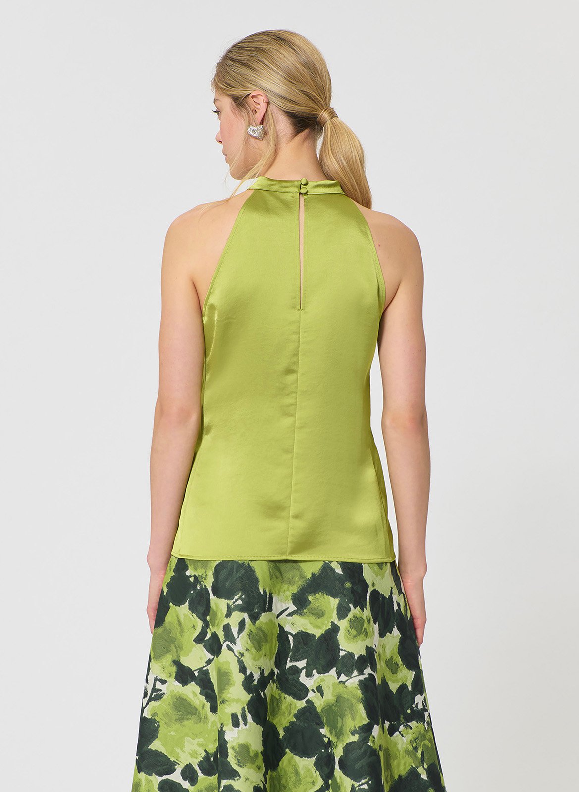 Top sans manches à nœud en satin TARA JARMON Vert